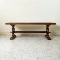 Early 20th Century French Oak Monastery Trestle Table, Dining Table, Farm Table