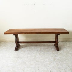 Early 20th Century French Oak Monastery Trestle Table, Dining Table, Farm Table