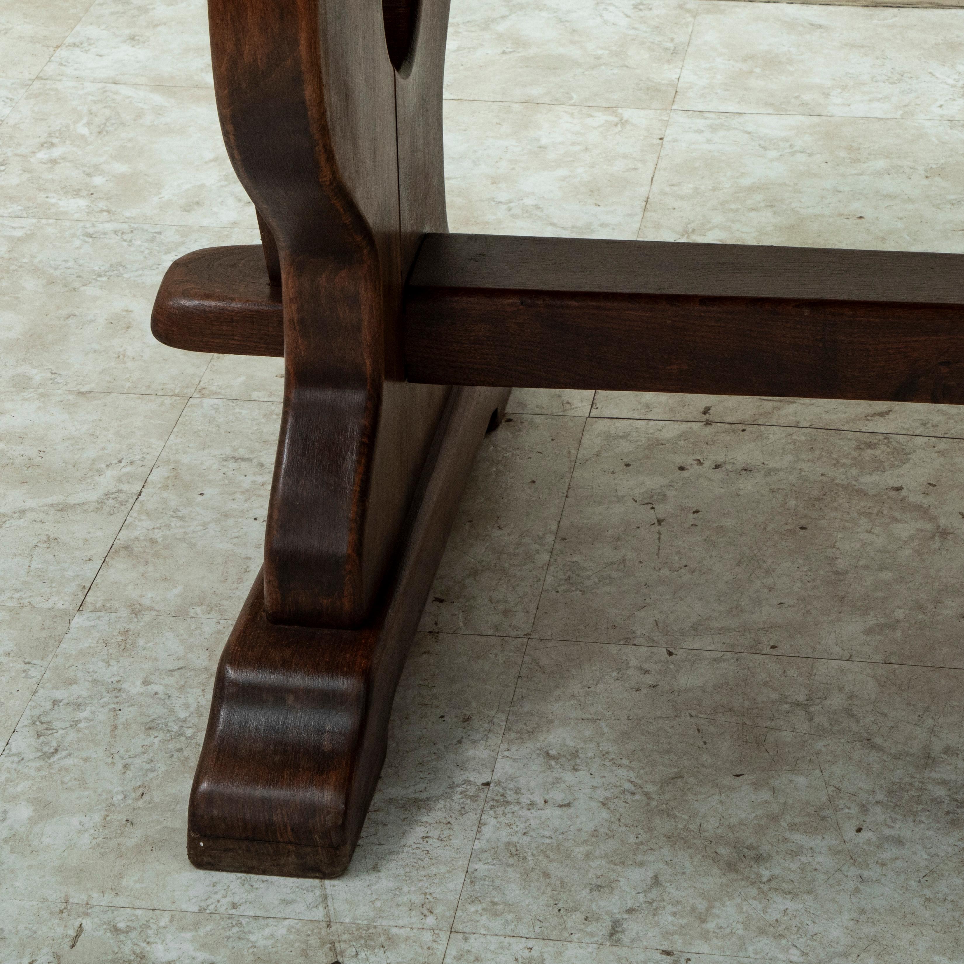 Early 20th Century French Oak Monastery Trestle Table or Dining Table 10