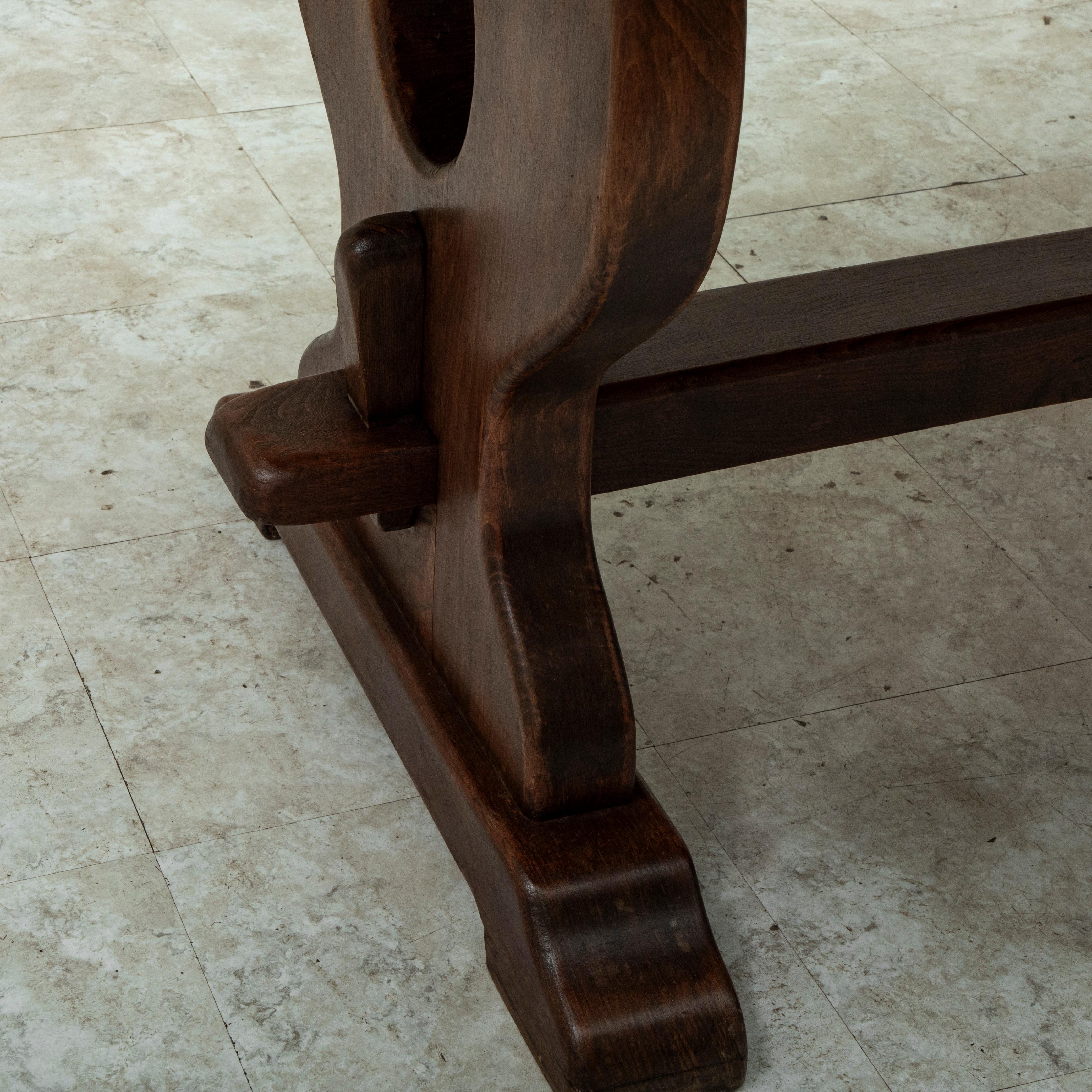 Early 20th Century French Oak Monastery Trestle Table or Dining Table 12