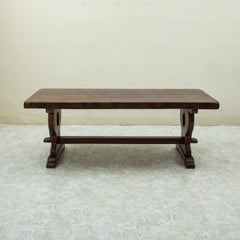 Early 20th Century French Oak Monastery Trestle Table or Dining Table