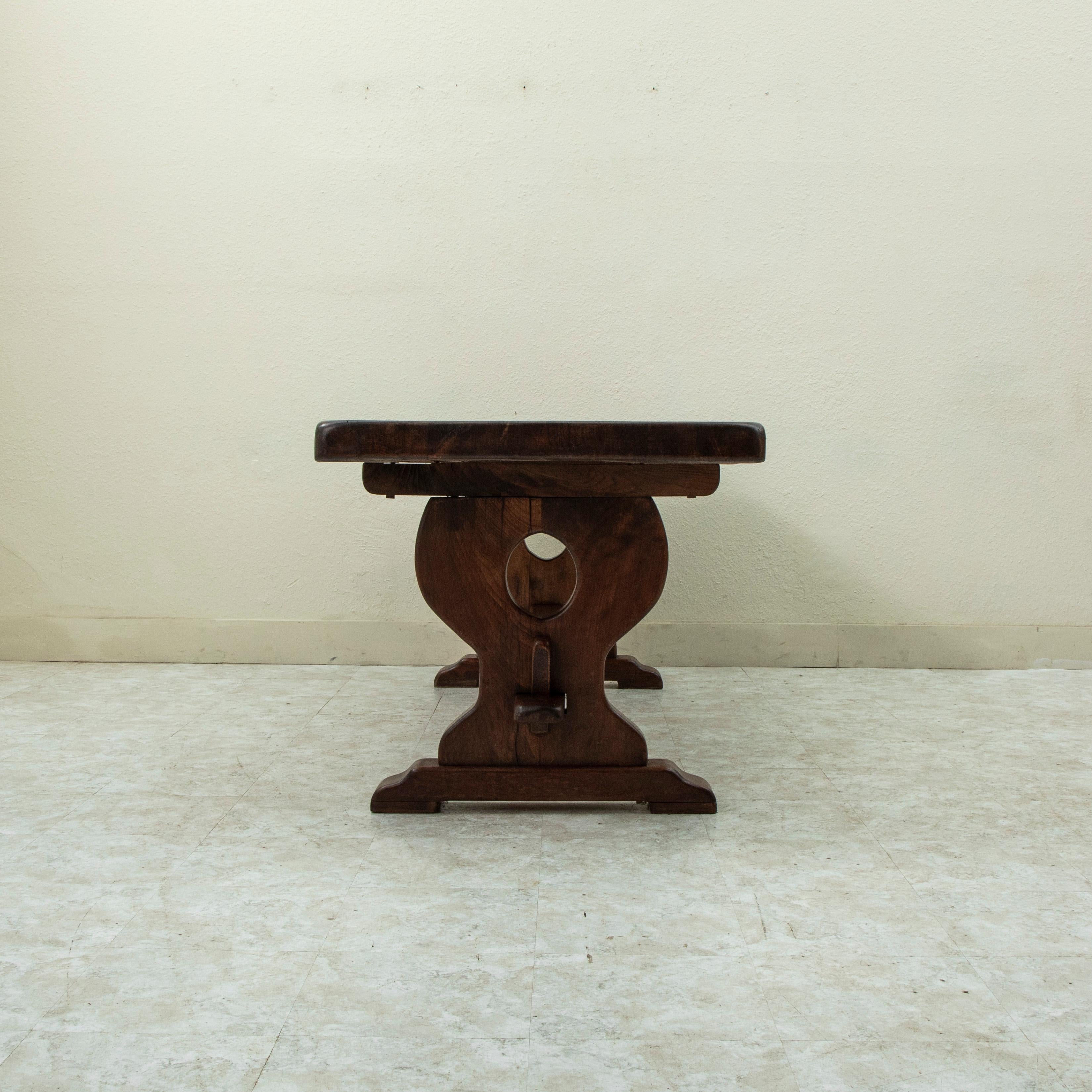Early 20th Century French Oak Monastery Trestle Table or Dining Table 1