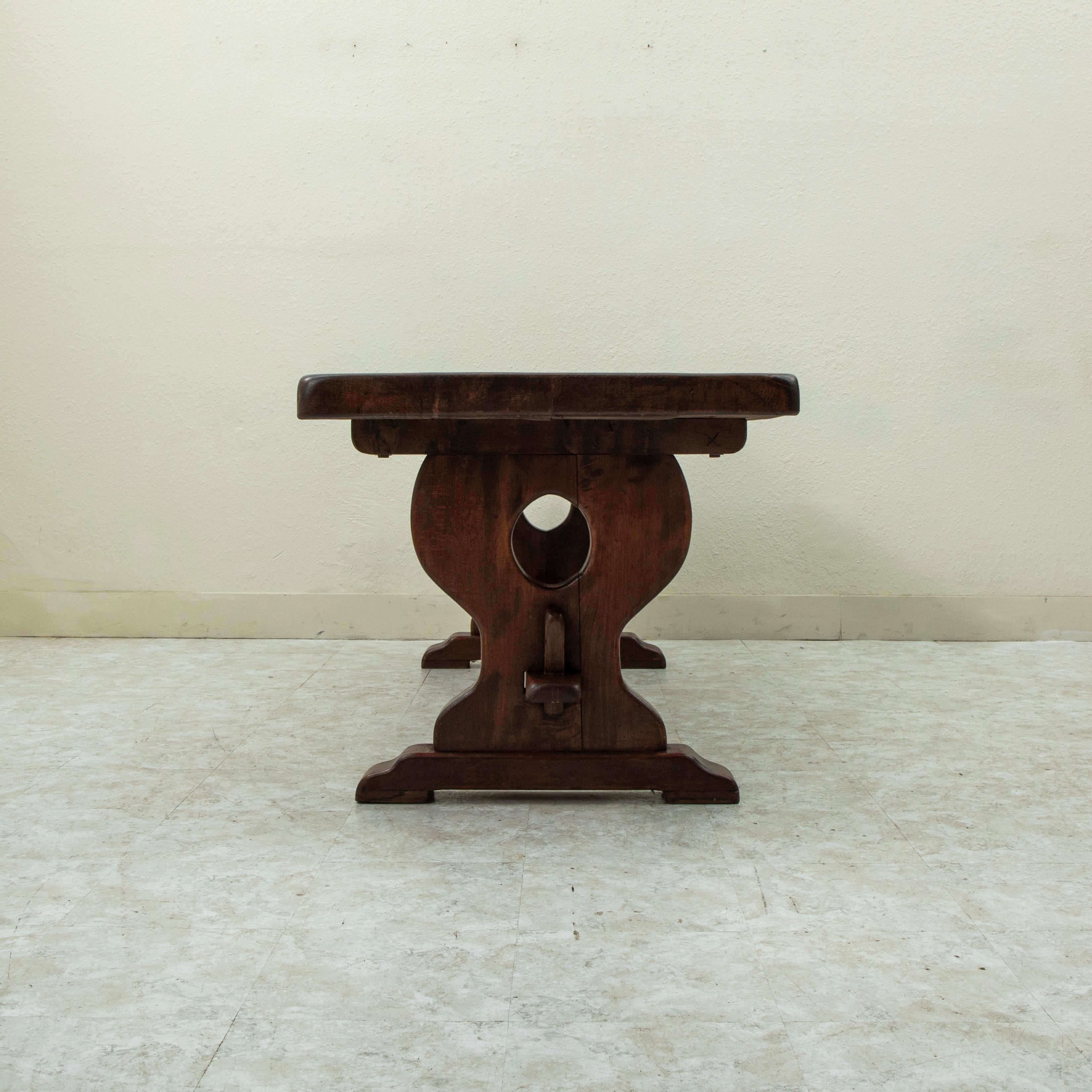Early 20th Century French Oak Monastery Trestle Table or Dining Table 3
