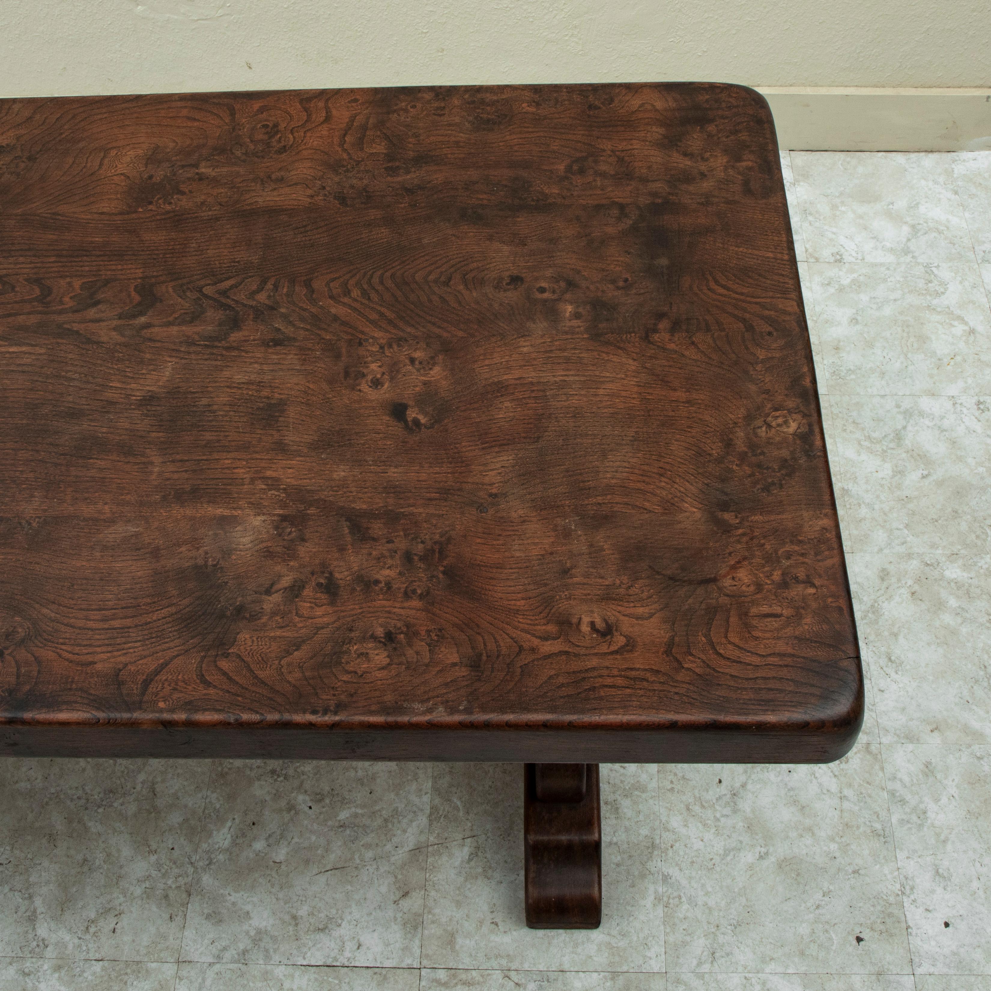 Early 20th Century French Oak Monastery Trestle Table or Dining Table 6