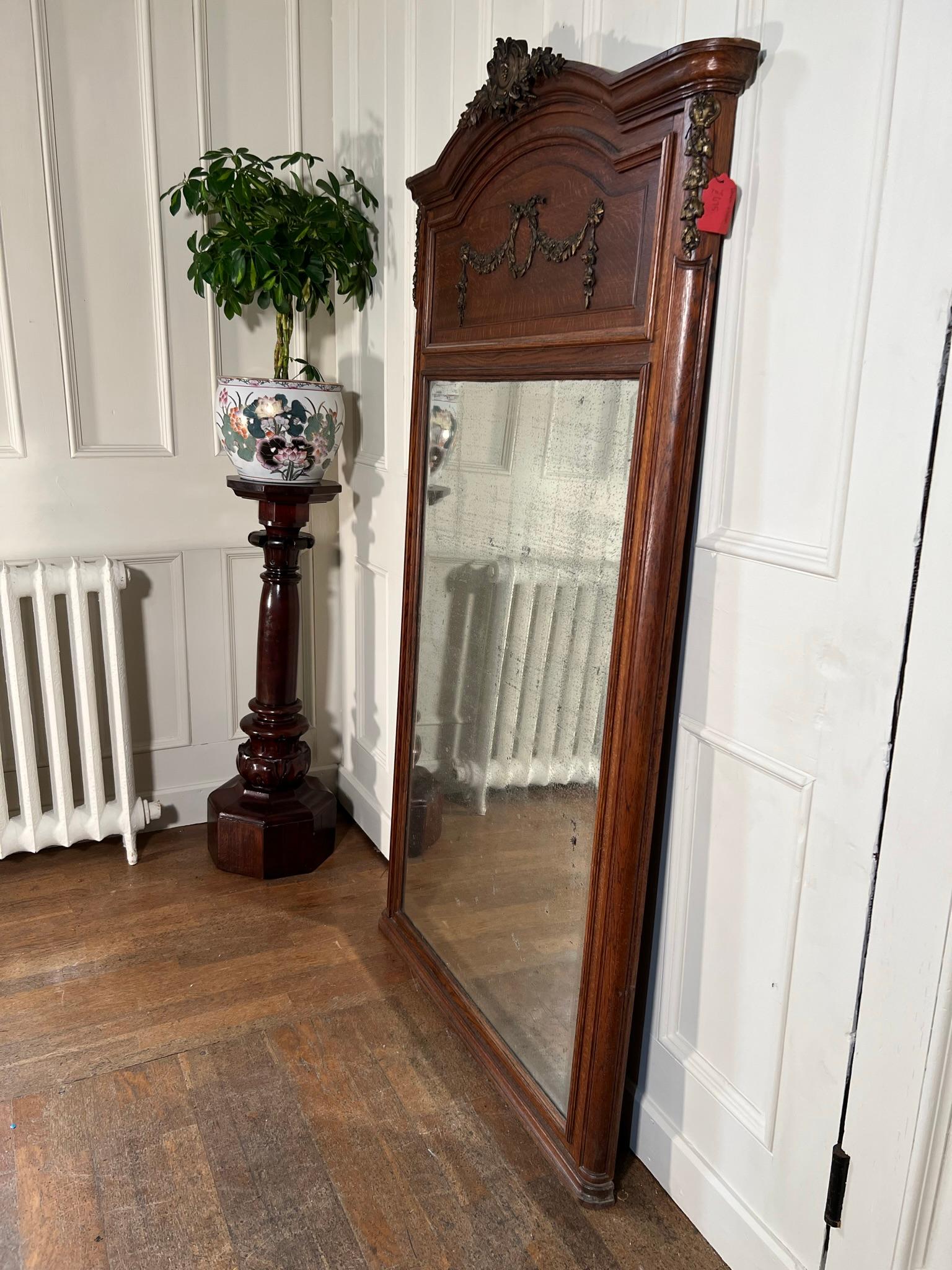 Early 20th Century French Oak Over Mantle Mirror 2