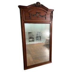 Early 20th century French oak overmantle mirror