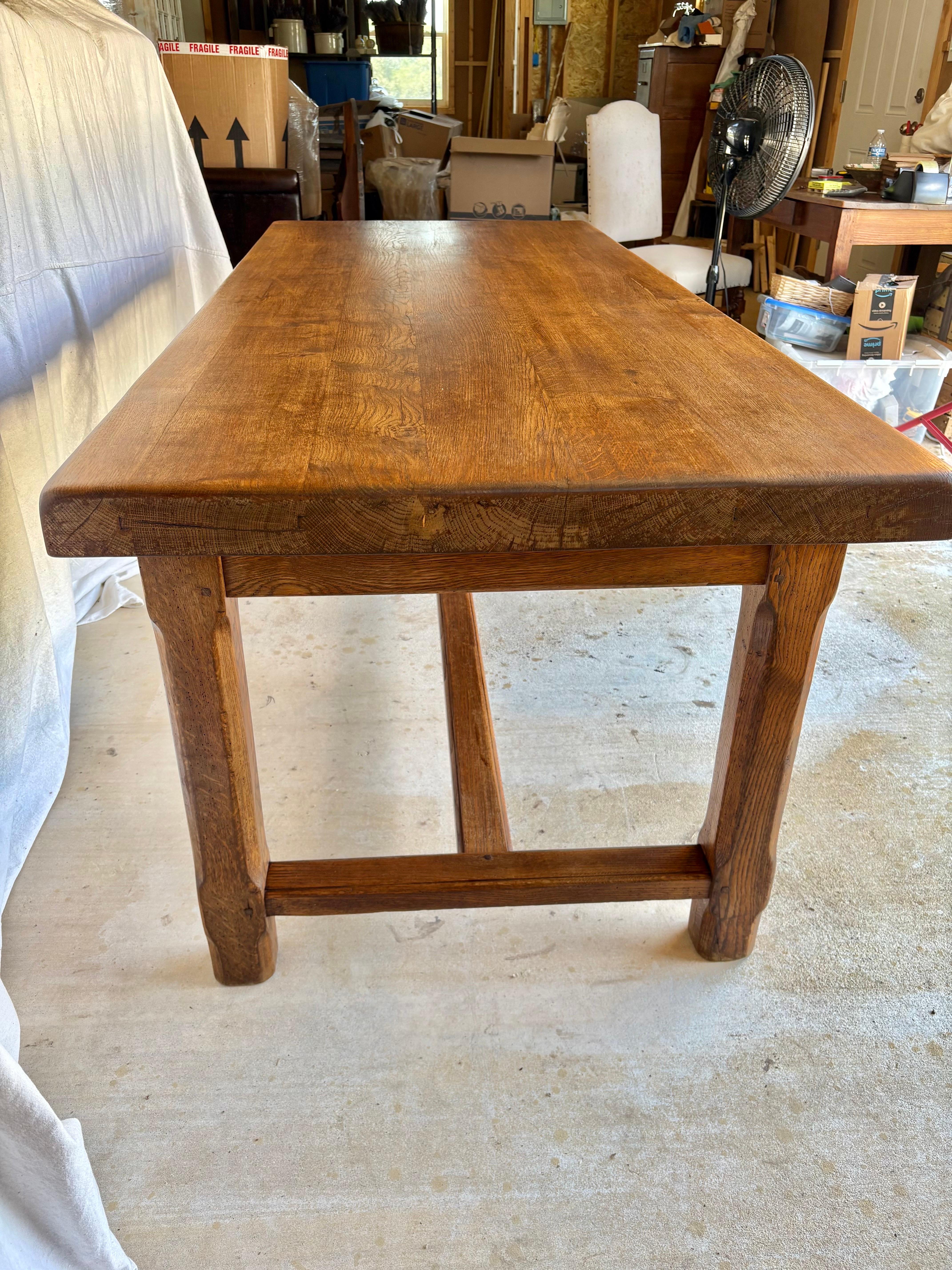 Hand-Crafted Early 20th Century French Oak Refectory Dining Table For Sale