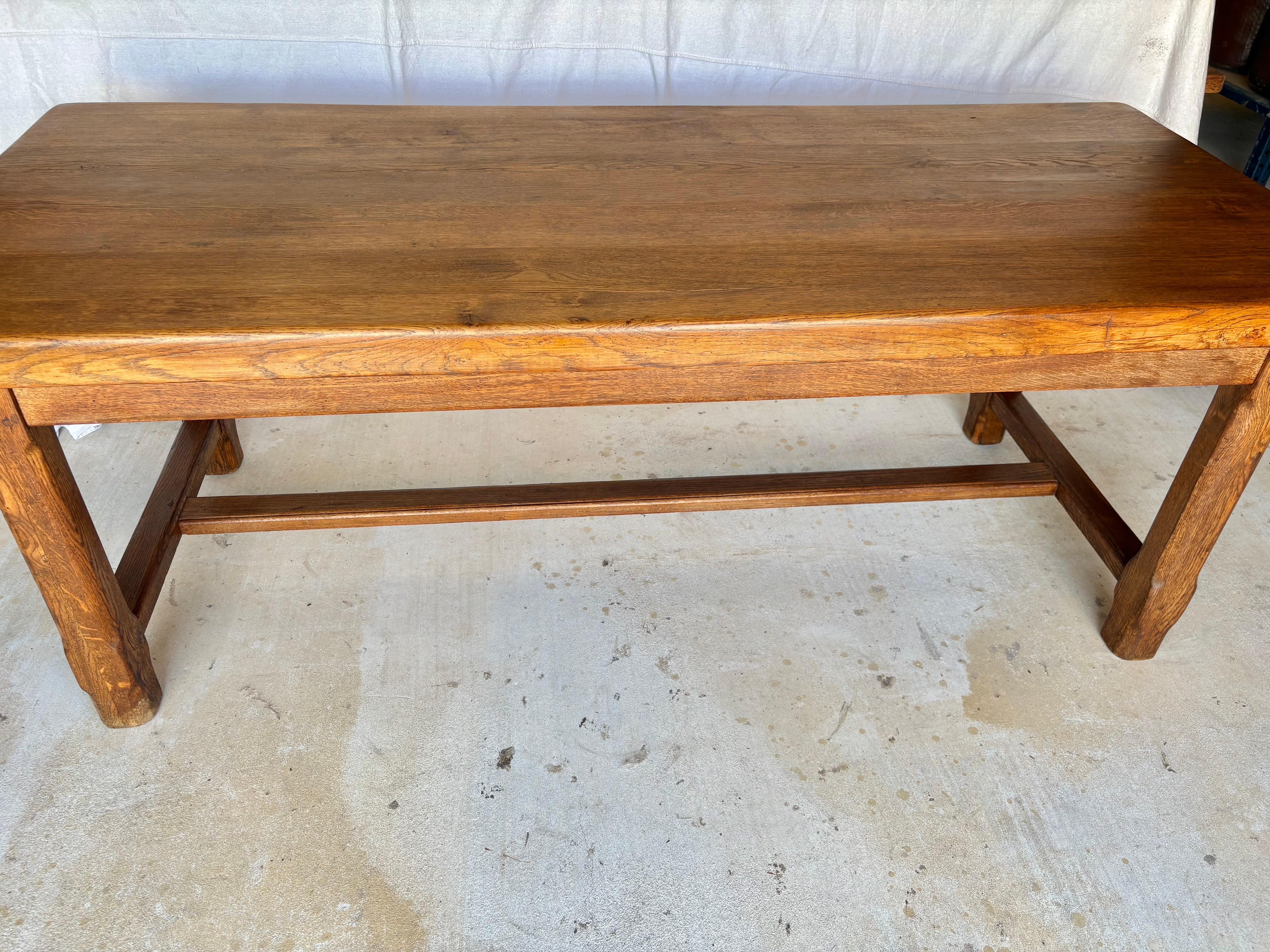 Early 20th Century French Oak Refectory Dining Table In Good Condition For Sale In Burton, TX