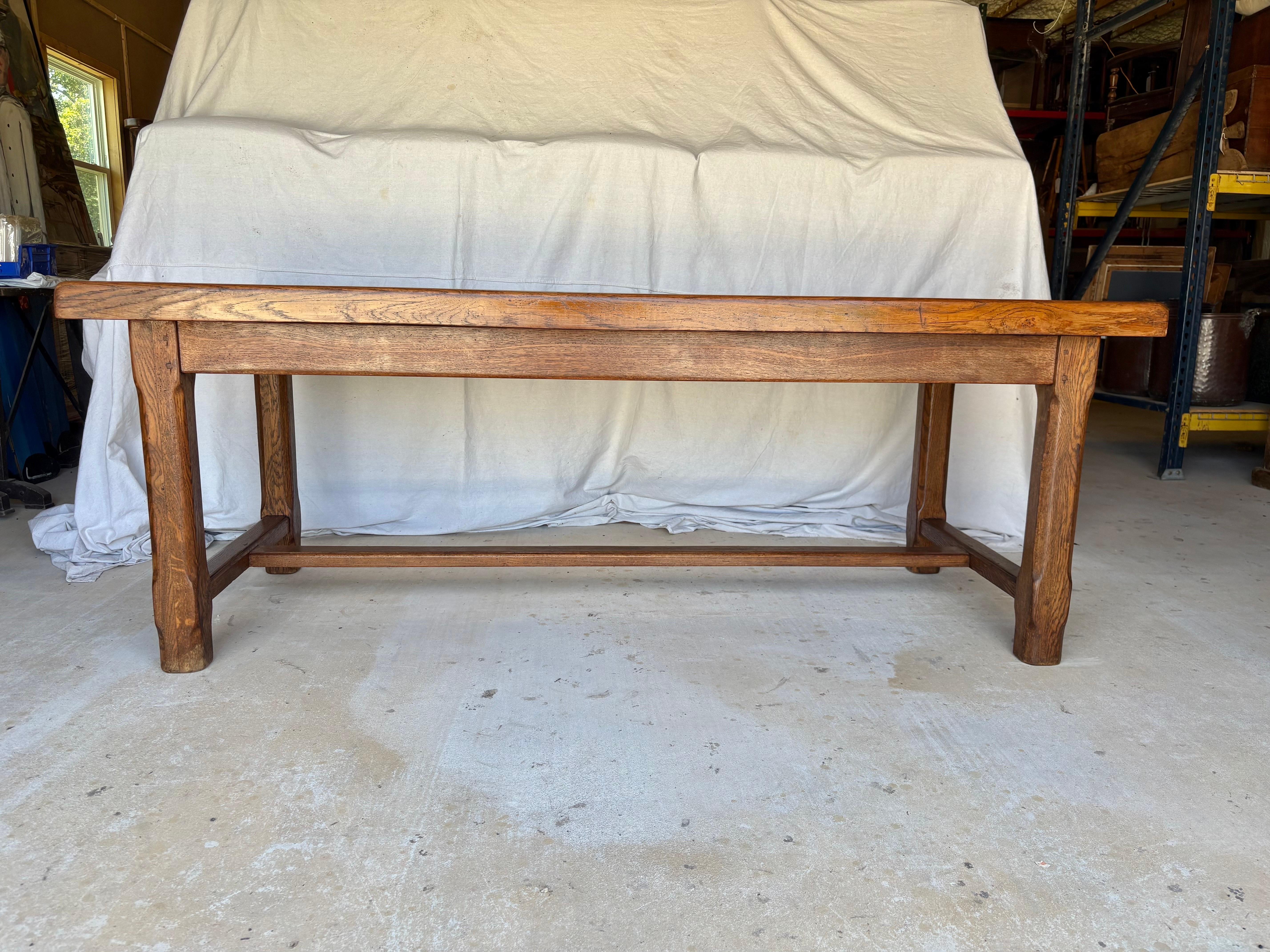 Early 20th Century French Oak Refectory Dining Table For Sale 1