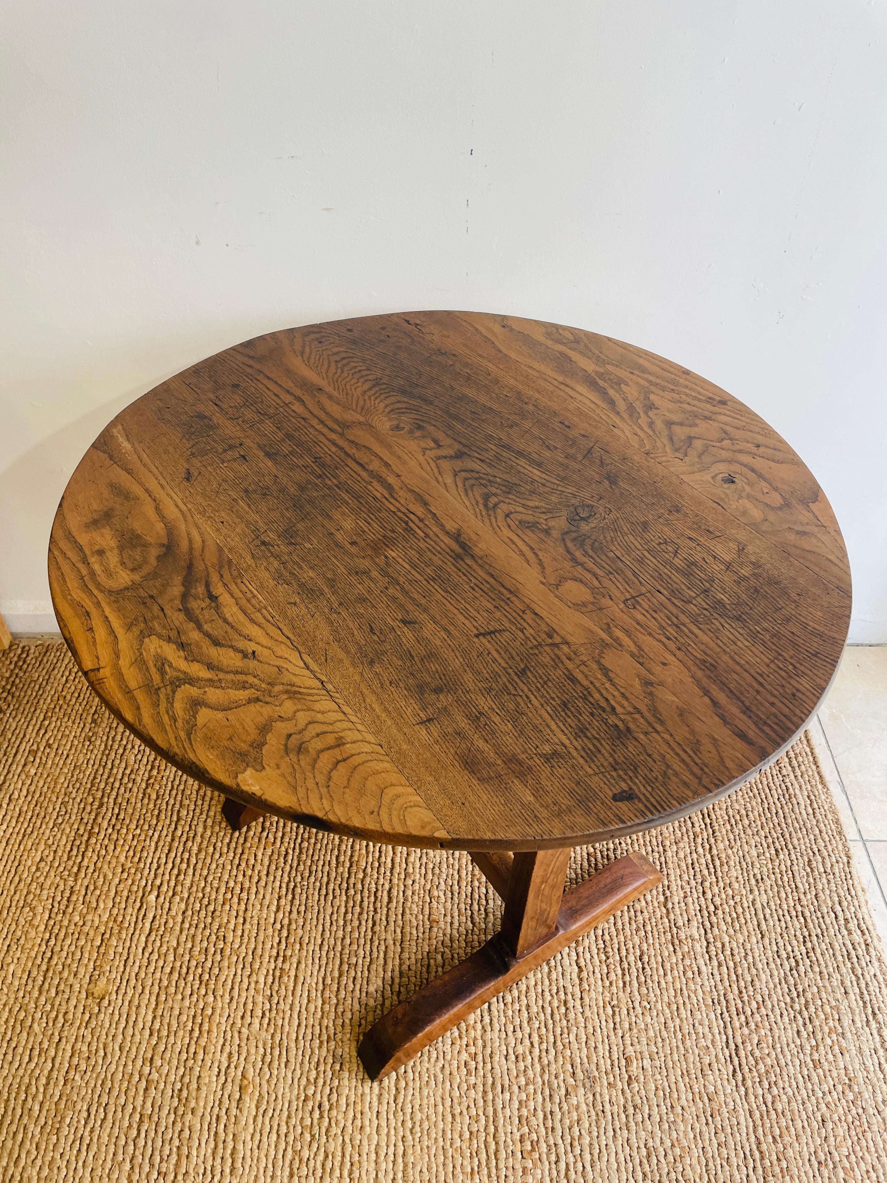 Midcentury Century French Oak Wine Tasting Table For Sale 1