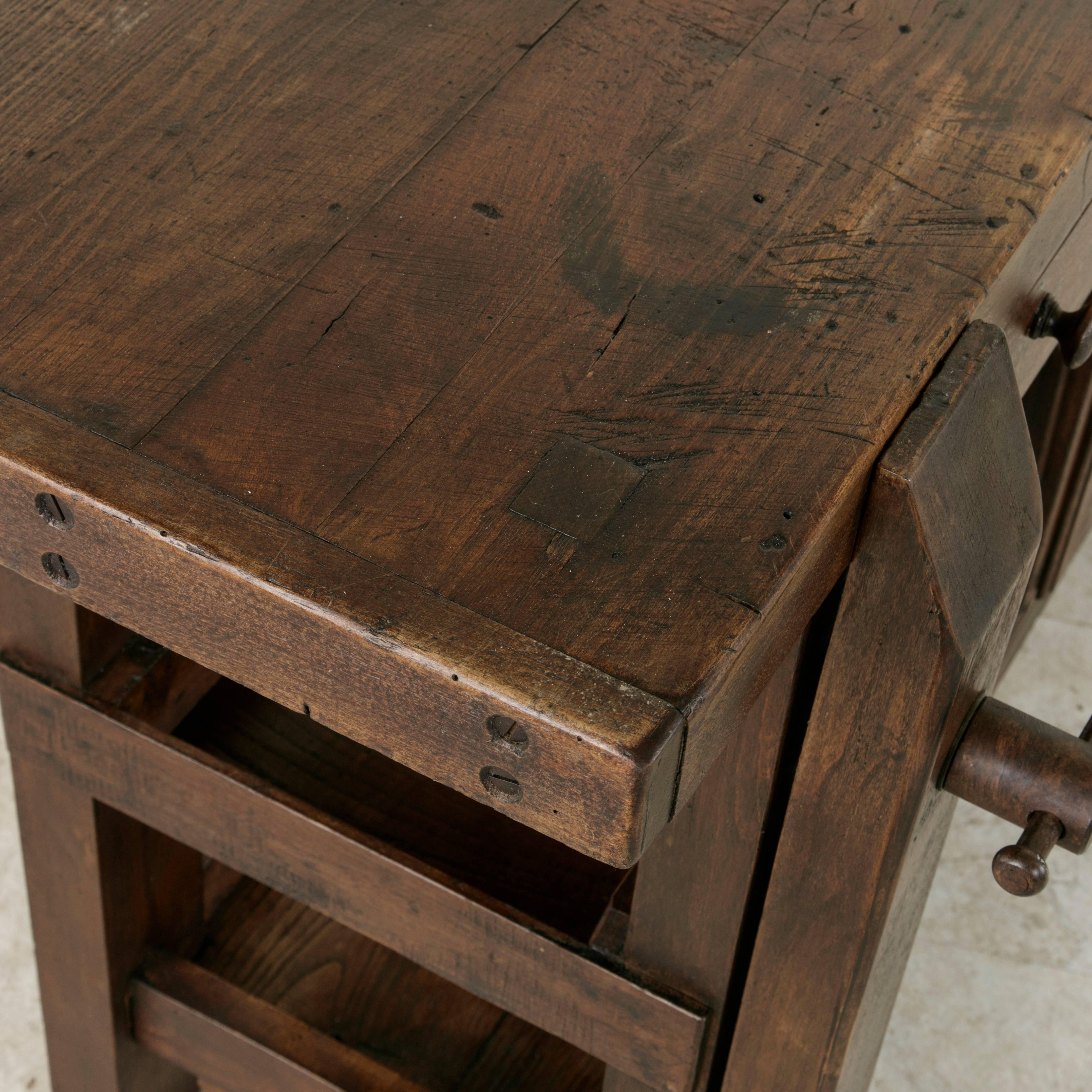 Early 20th Century French Oak Work Bench, Console Table, Sofa Table, Dry Bar 8