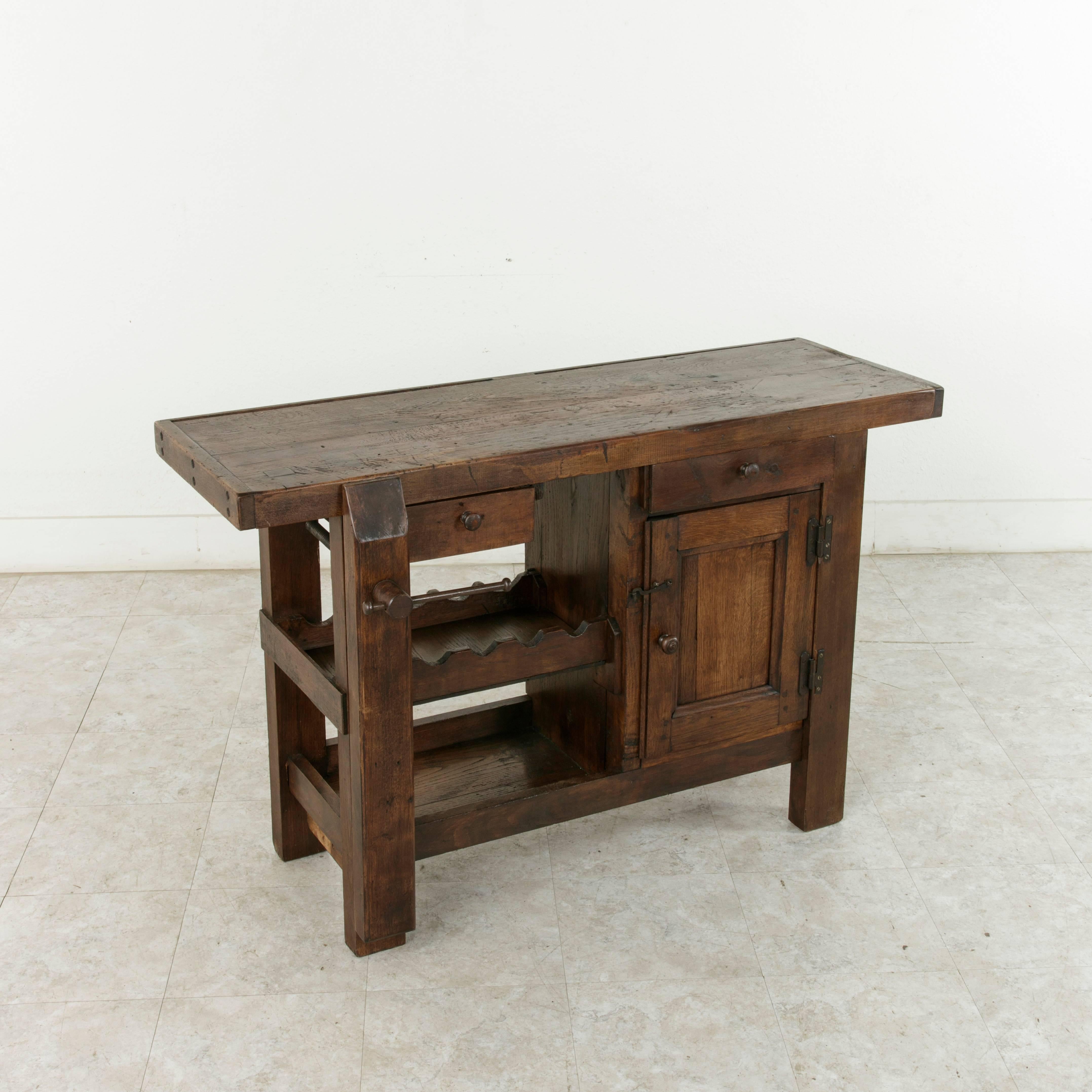Early 20th Century French Oak Work Bench, Console Table, Sofa Table, Dry Bar 3