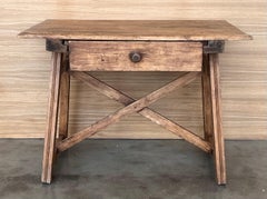 Early 20th Century French Oak Worktable Table with One Drawer, 1920s