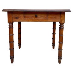 Mesa de trabajo francesa de roble de principios del siglo XX con un cajón, años 20