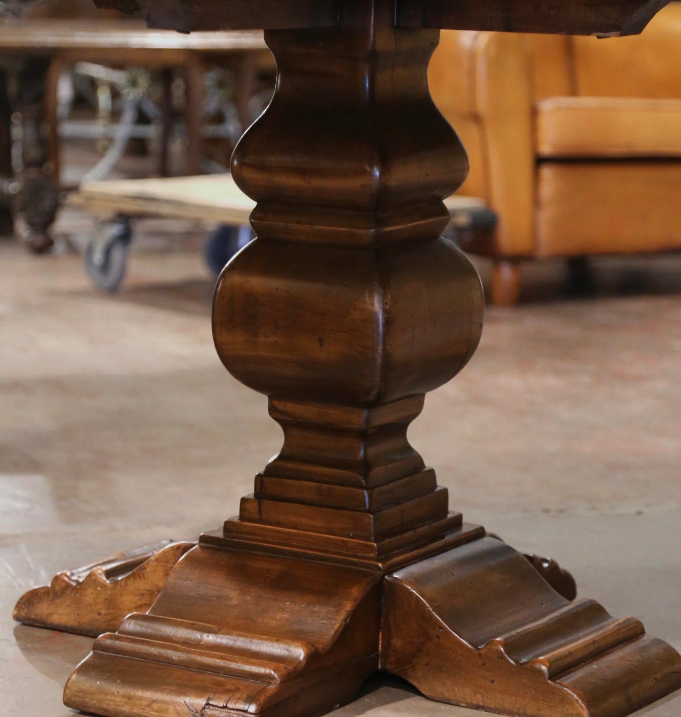 Louis XIII Early 20th Century French Octagonal Carved Walnut Dining Table on Pedestal Base