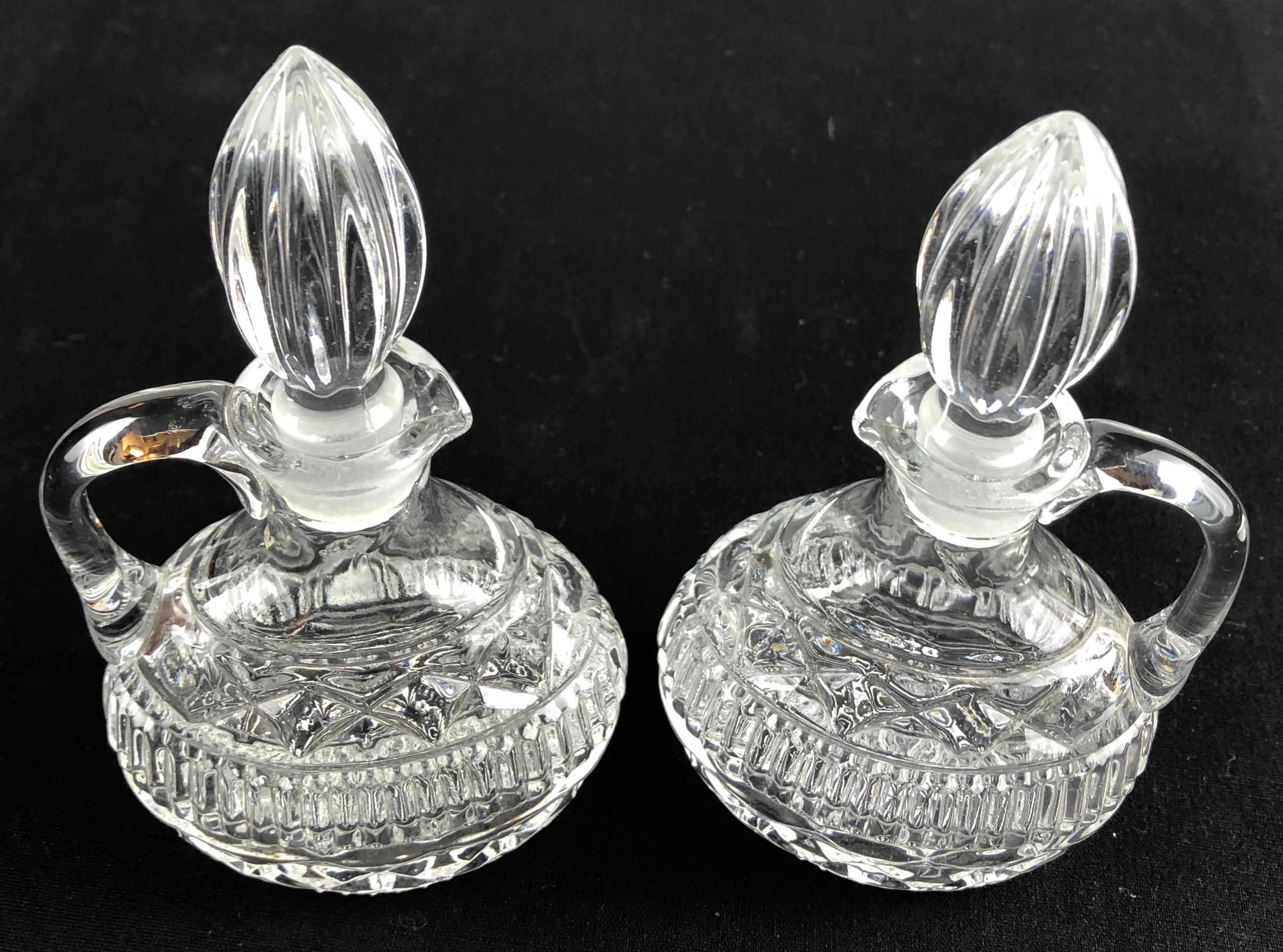 Early 20th Century French Oil and Vinegar Glass Cruet Set, Silver Plated Mount 2