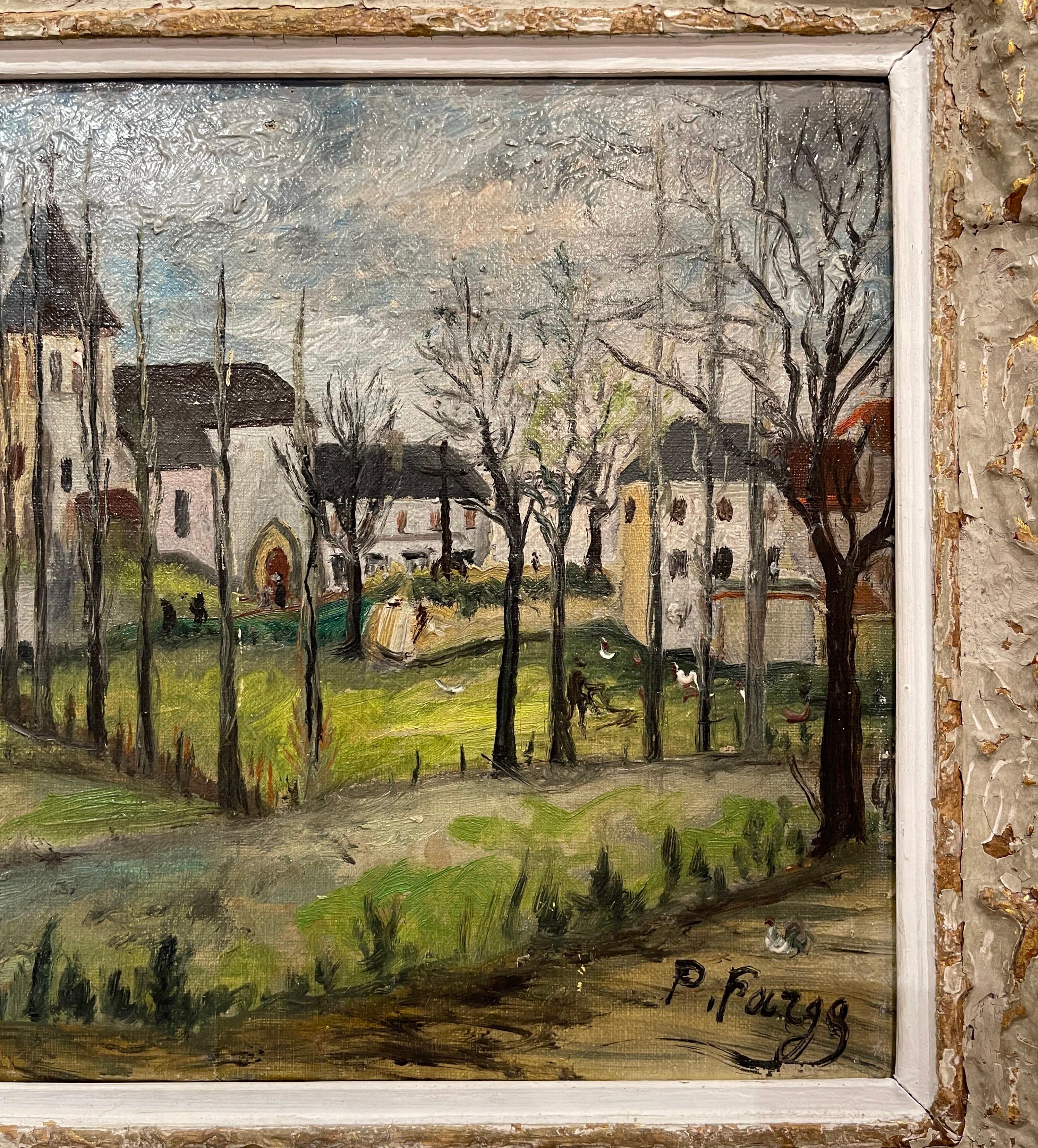 Peinture à l'huile sur toile française du début du XXe siècle signée P. Farge Excellent état - En vente à Dallas, TX