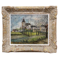 Peinture à l'huile sur toile française du début du XXe siècle signée P. Farge