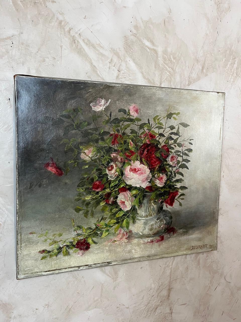 Huile sur toile française du début du 20e siècle signée Delornage, 1906s Bon état - En vente à LEGNY, FR