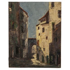 Early 20th Century French Oil on Canvas Townscape