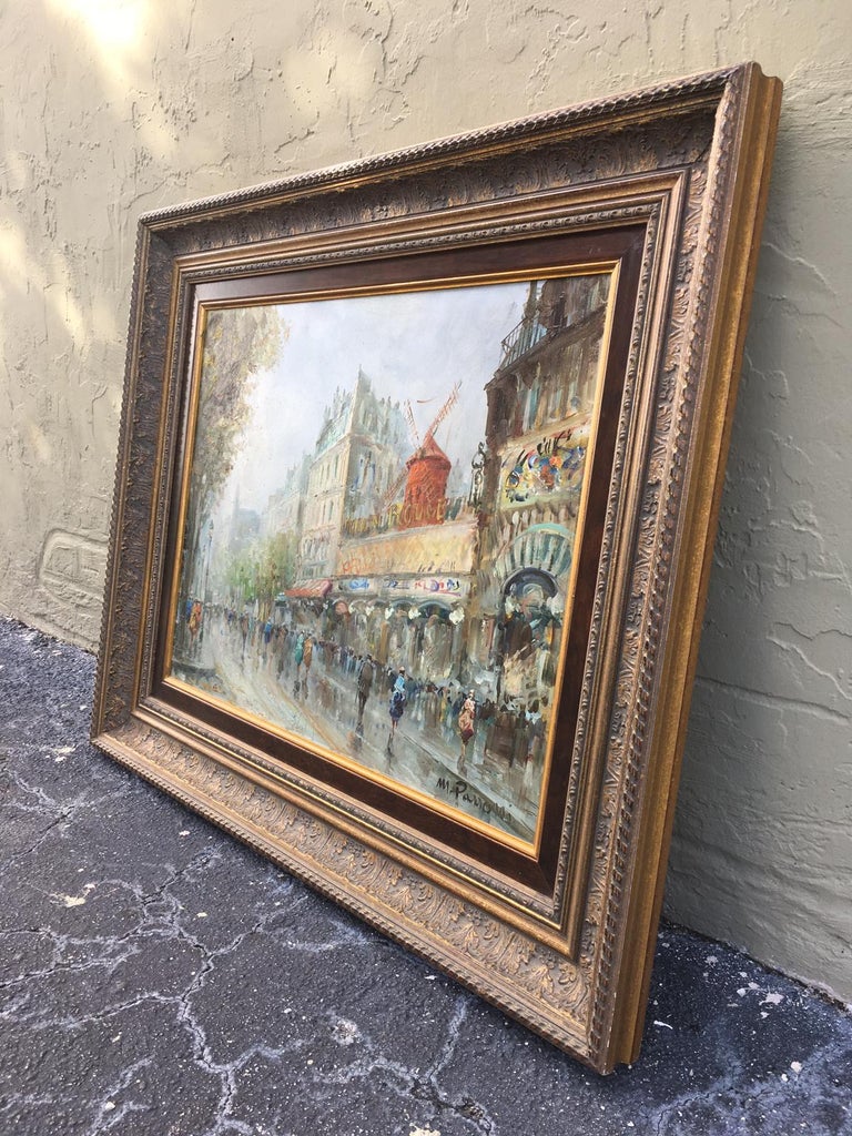 Early 20th Century French Oil Painting "Le Moulin Rouge" For Sale at