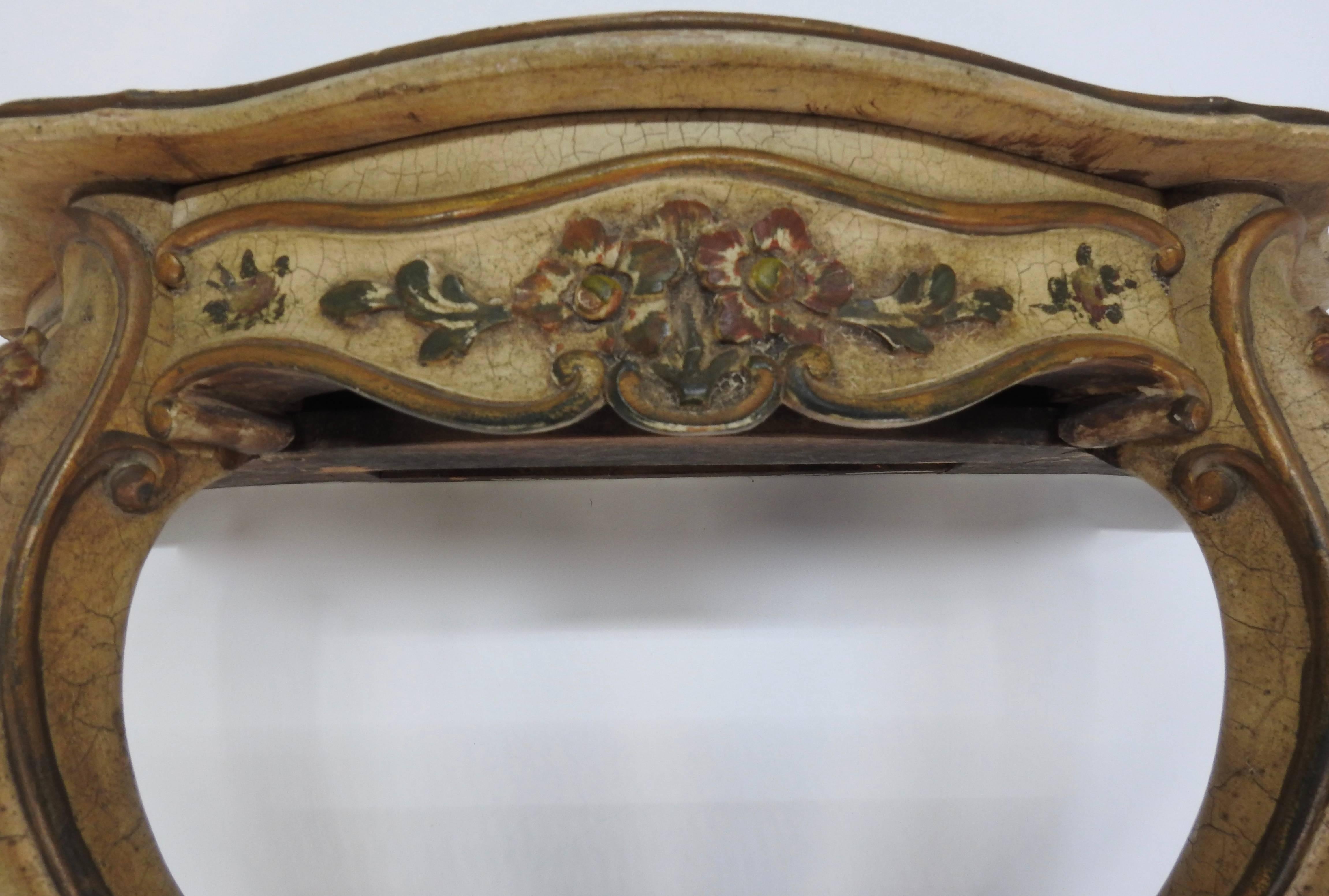 French One Drawer Bracket Shelf with Floral Details In Good Condition In Cookeville, TN