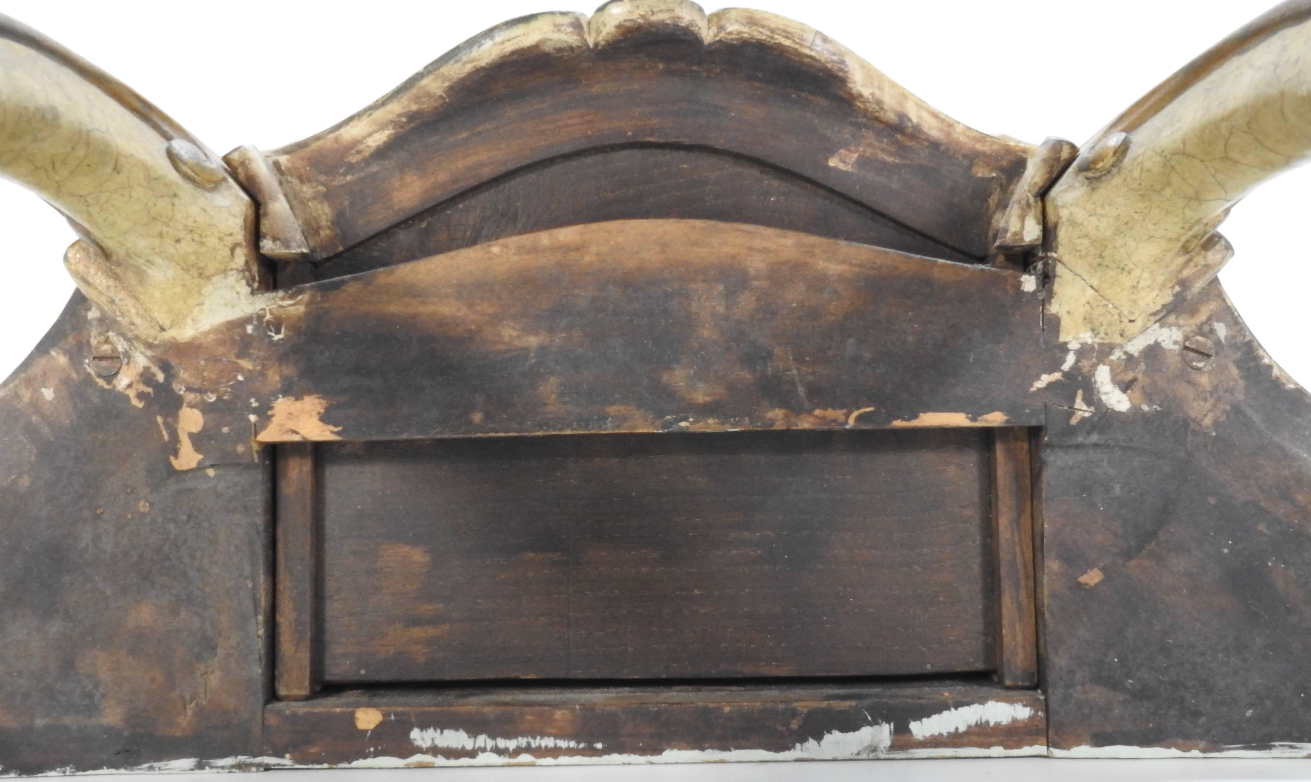 Wood French One Drawer Bracket Shelf with Floral Details
