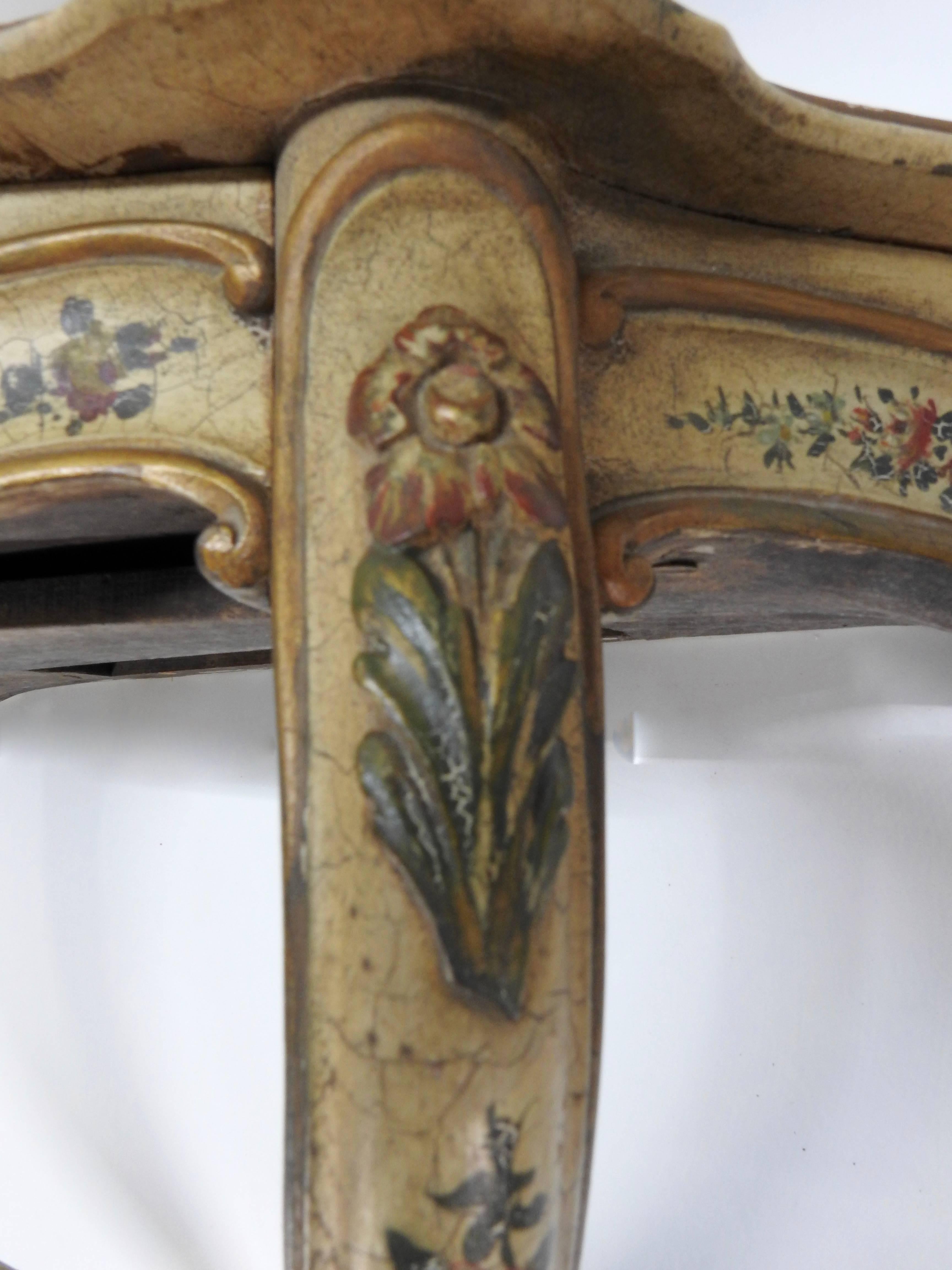 French One Drawer Bracket Shelf with Floral Details 2