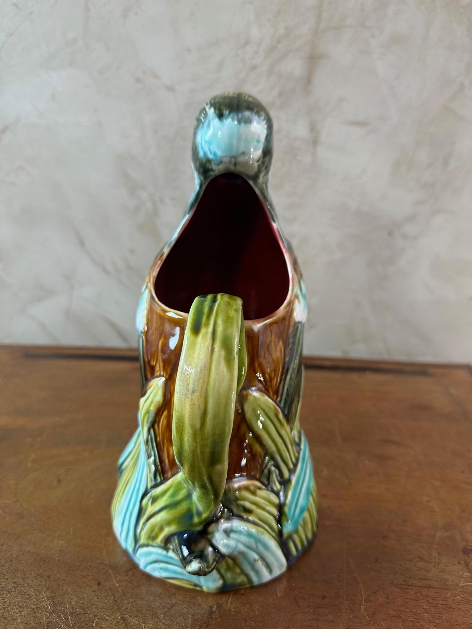 Ceramic Early 20th century French Onnaing Barbotine Duck Pitcher, 1900s For Sale