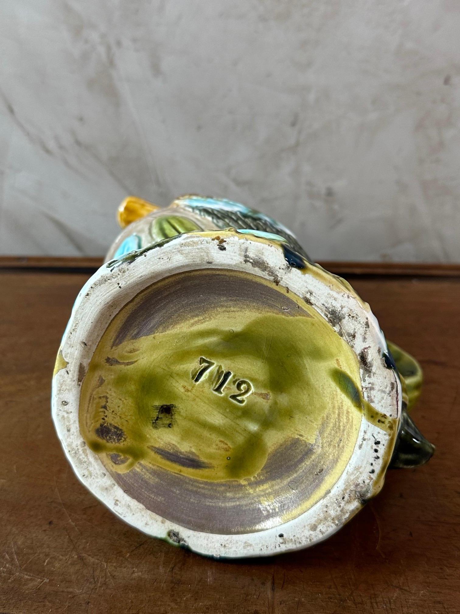 Early 20th century French Onnaing Barbotine Duck Pitcher, 1900s For Sale 4