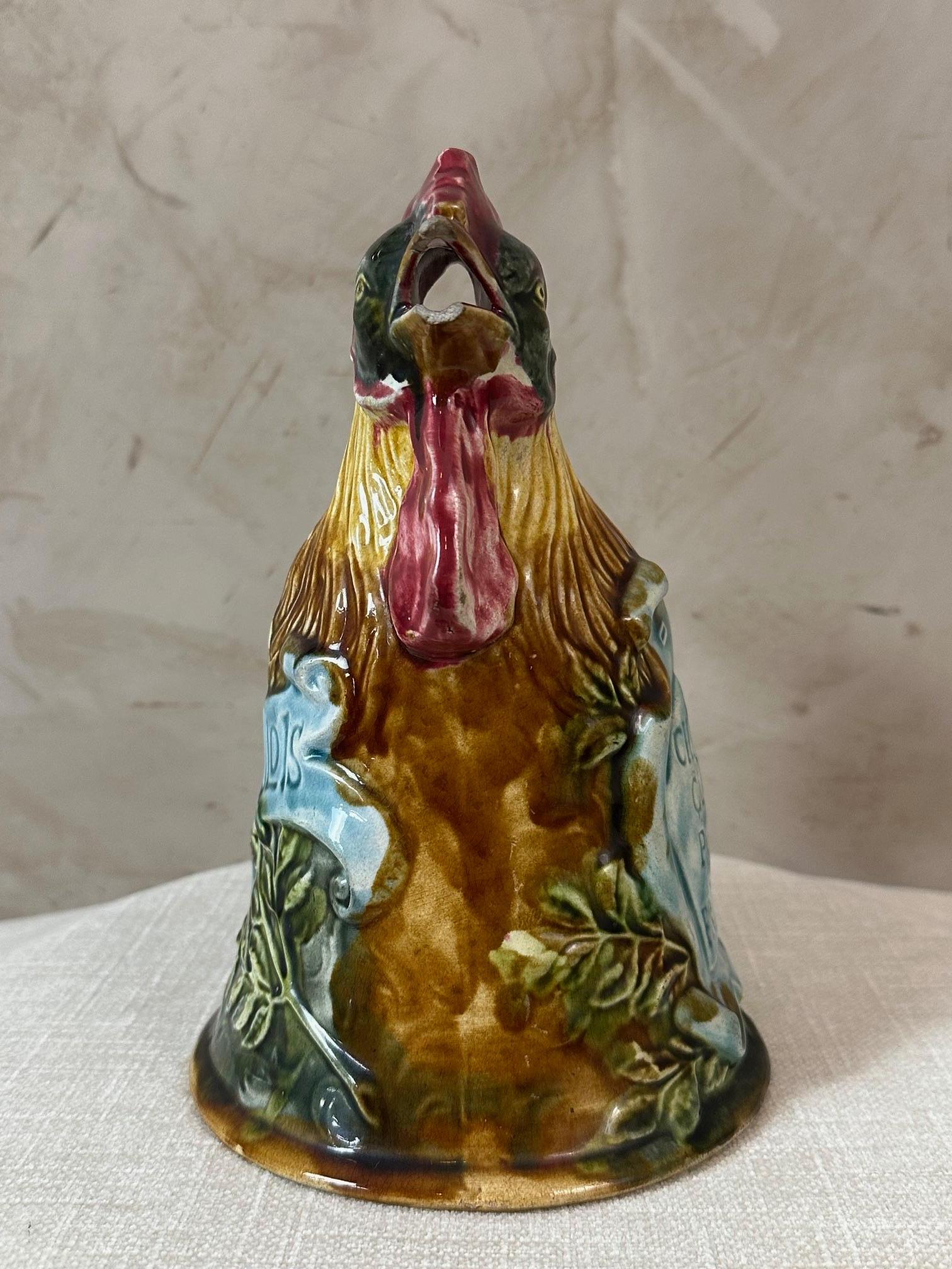 20th Century Early 20th century French Onnaing Earthenware Manufacture Rooster Pitcher For Sale