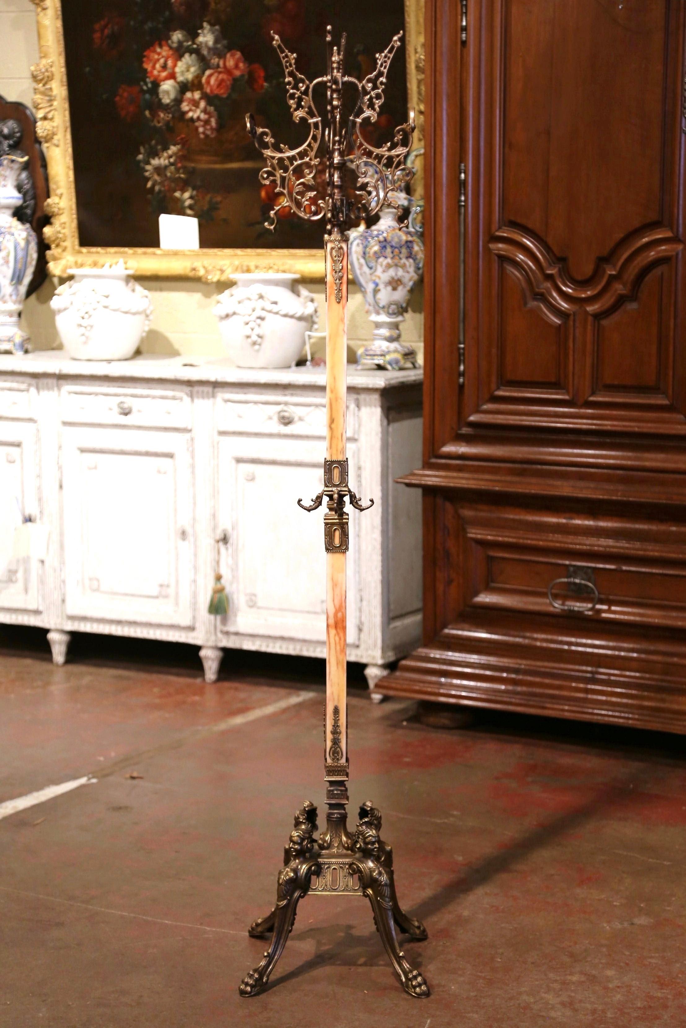 Early 20th Century French Onyx and Gilt Brass Free Standing Hall Tree 2