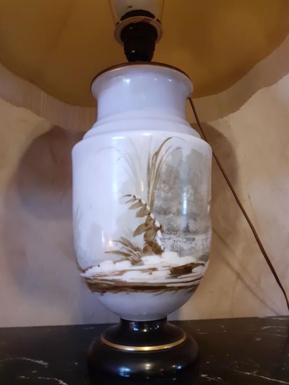 Early 20th Century French Opaline Glass Pair of Table Lamp, 1900s 7