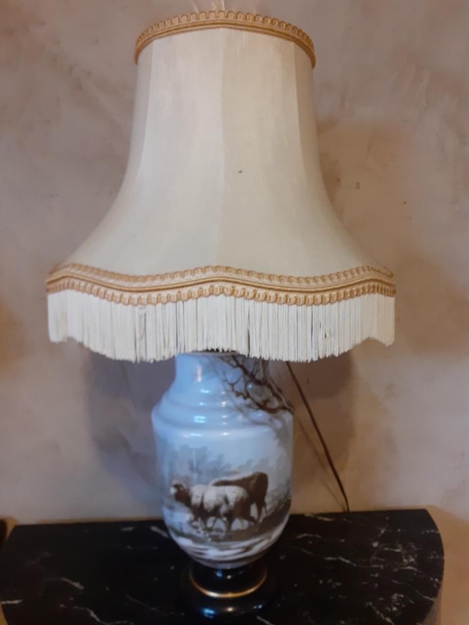Early 20th Century French Opaline Glass Pair of Table Lamp, 1900s 1
