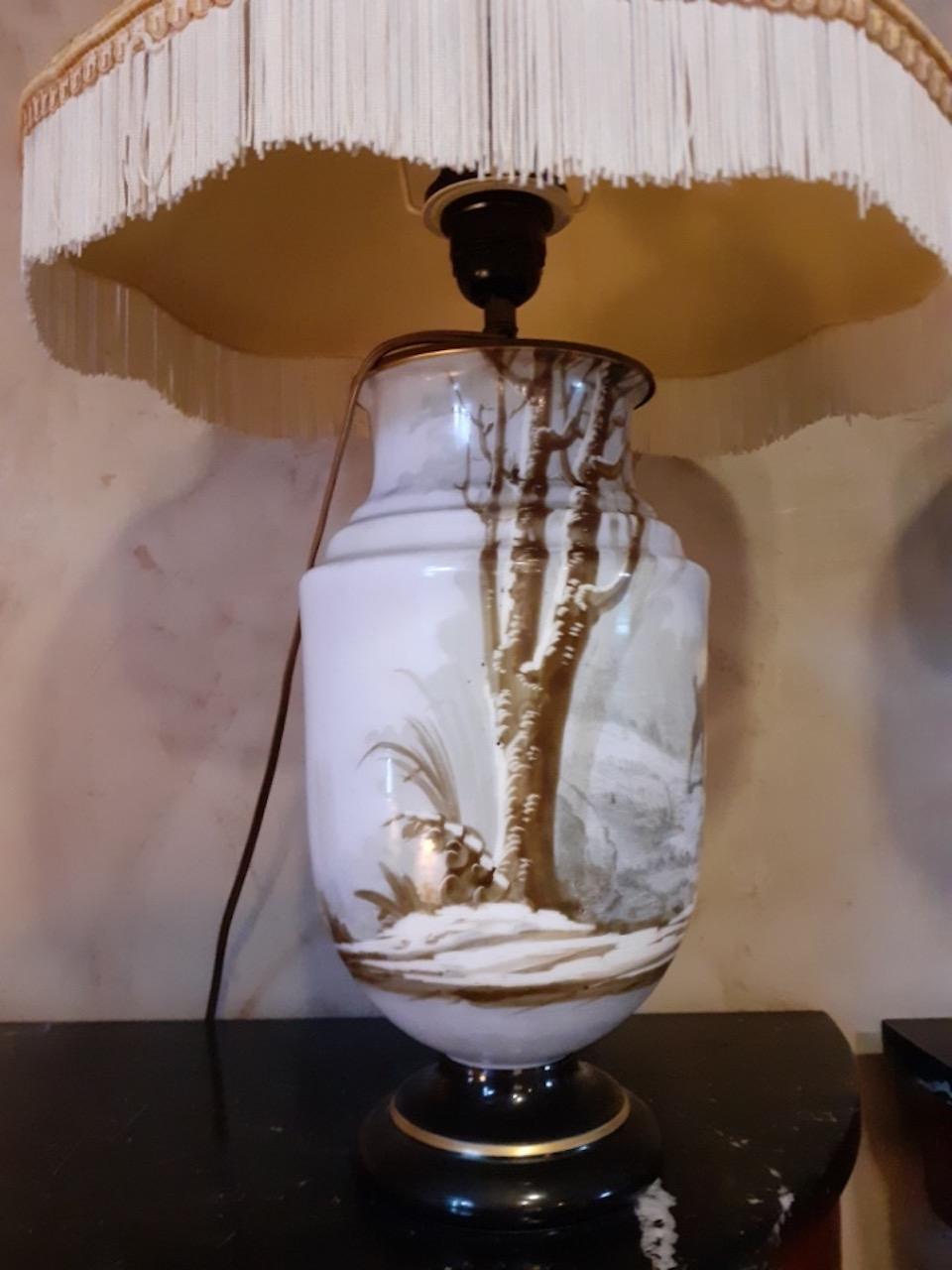 Early 20th Century French Opaline Glass Pair of Table Lamp, 1900s 5