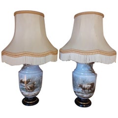 Early 20th Century French Opaline Glass Pair of Table Lamp, 1900s