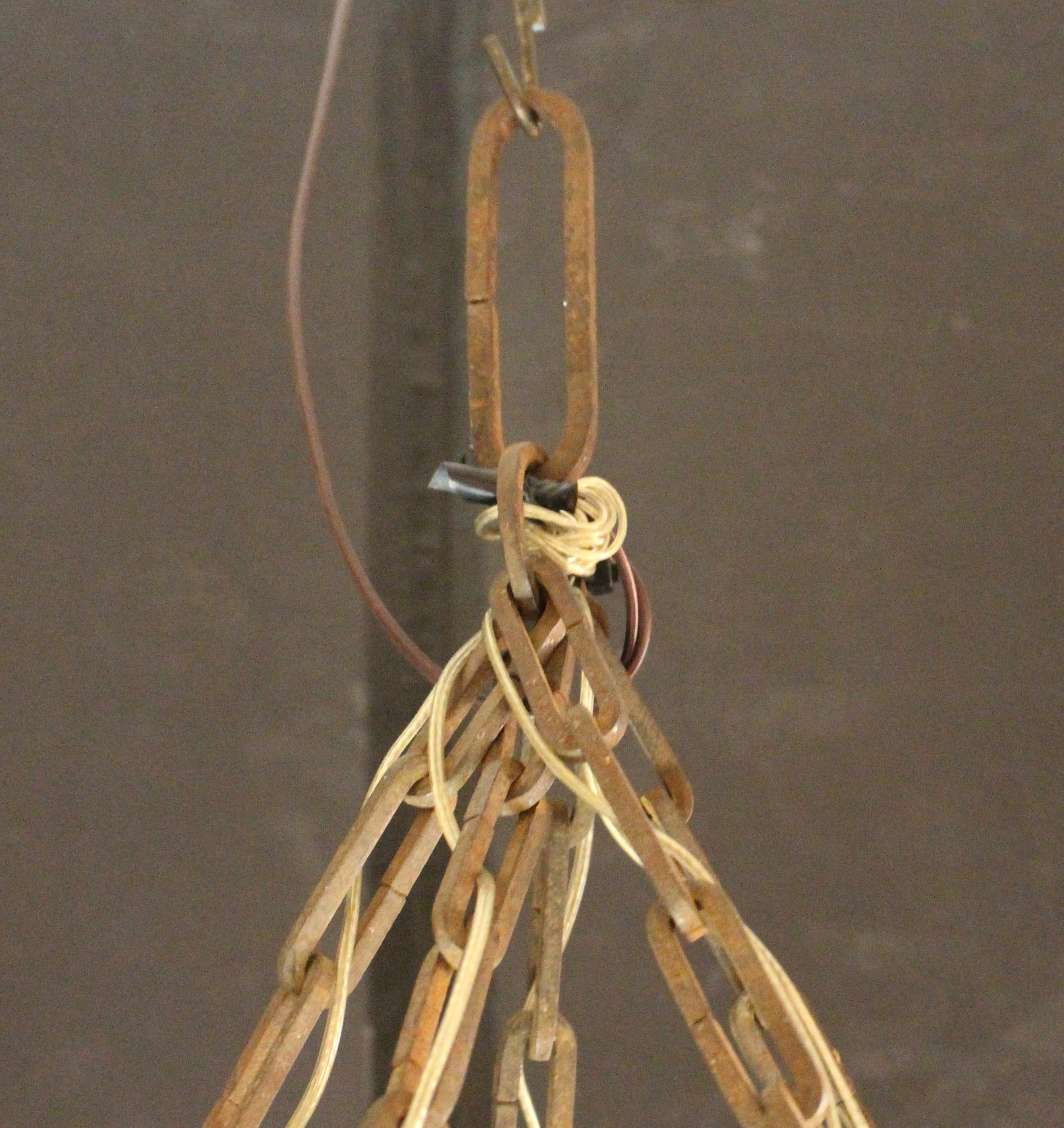 Early 20th Century French or Italian Wrought Iron 5-Light Chandelier For Sale 2