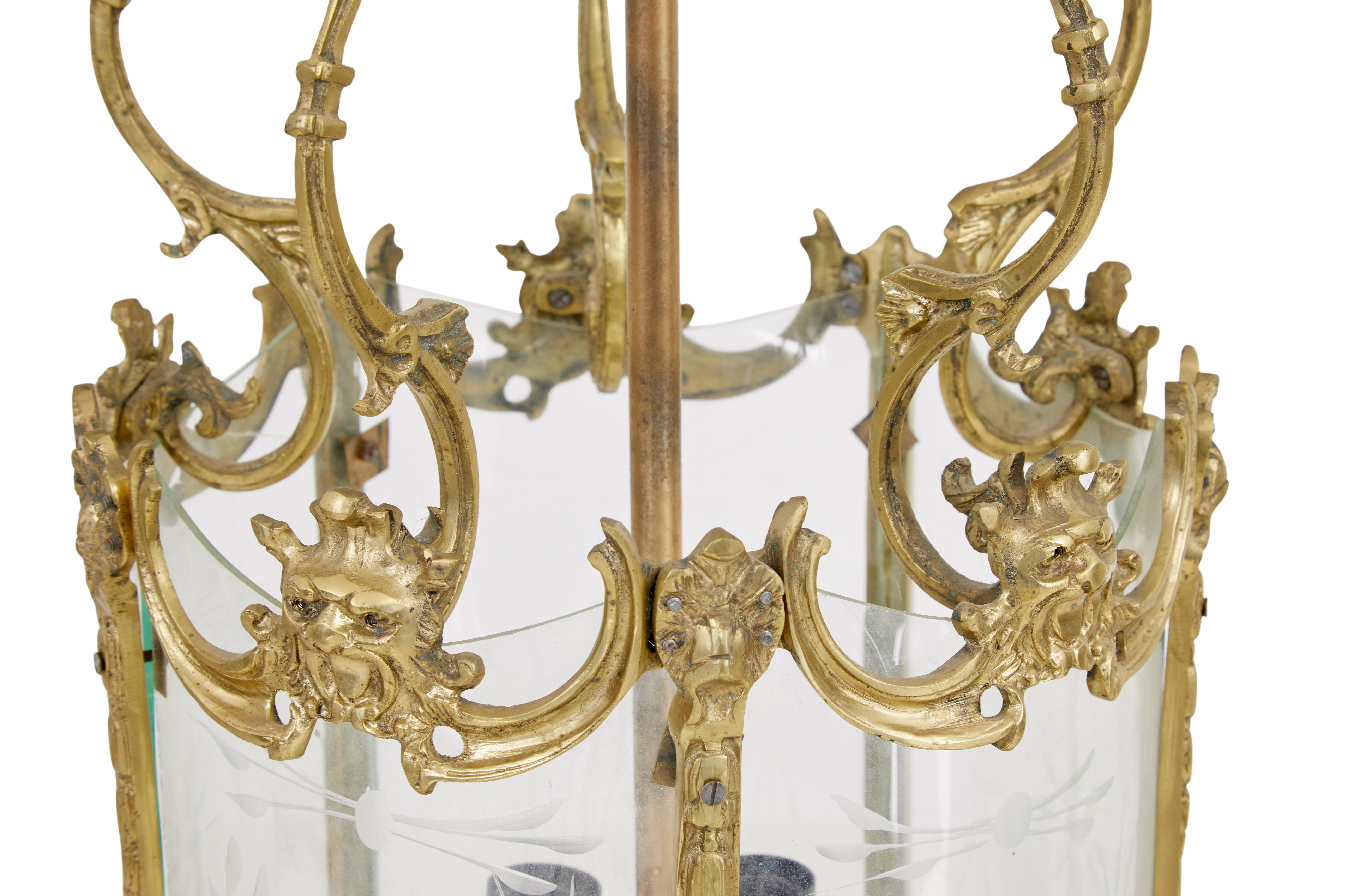 Victorien Lanterne française en bronze doré du début du 20e siècle en vente