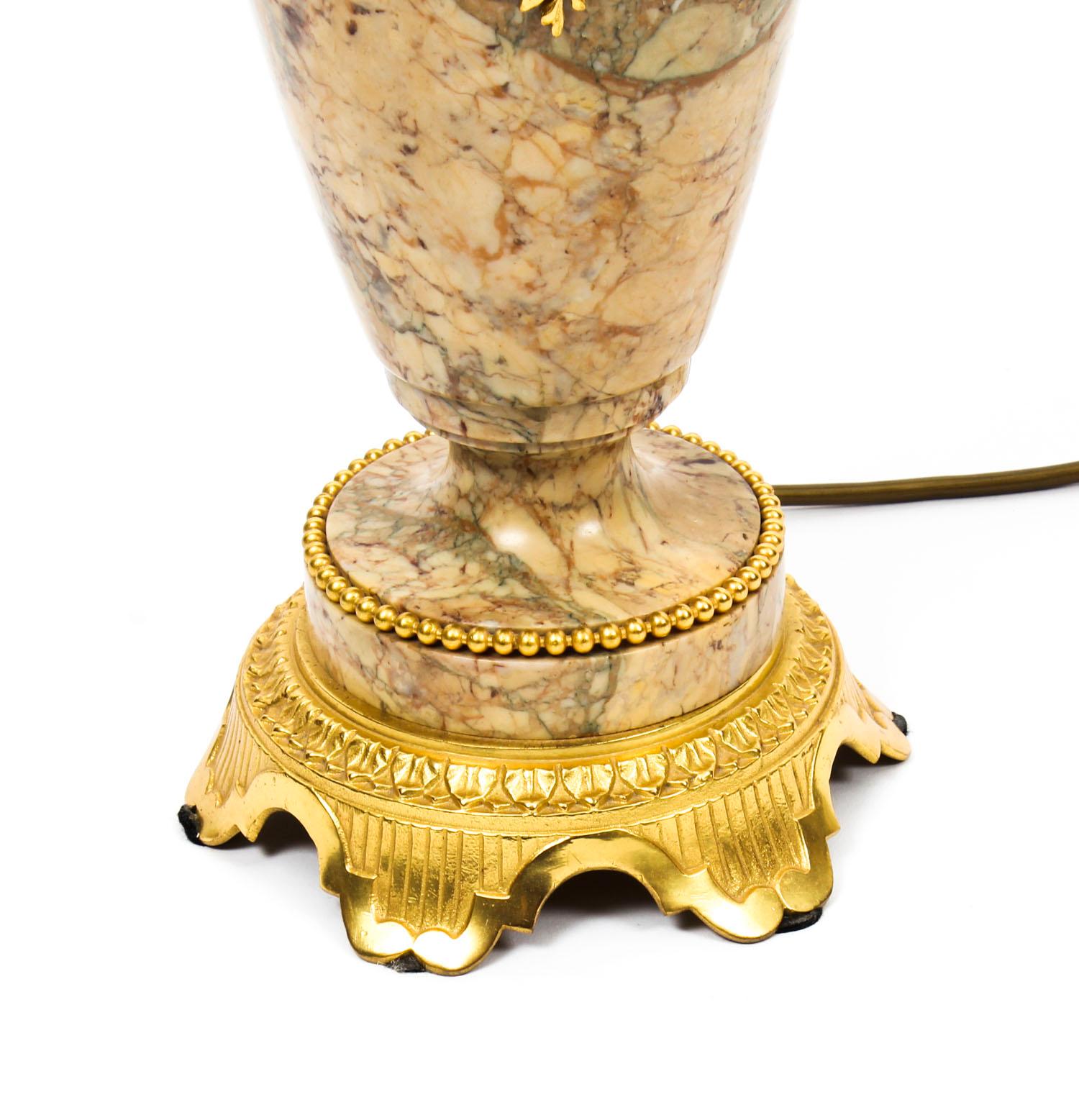 Early 20th Century French Ormolu Mounted Marble Urn Table Lamp 1