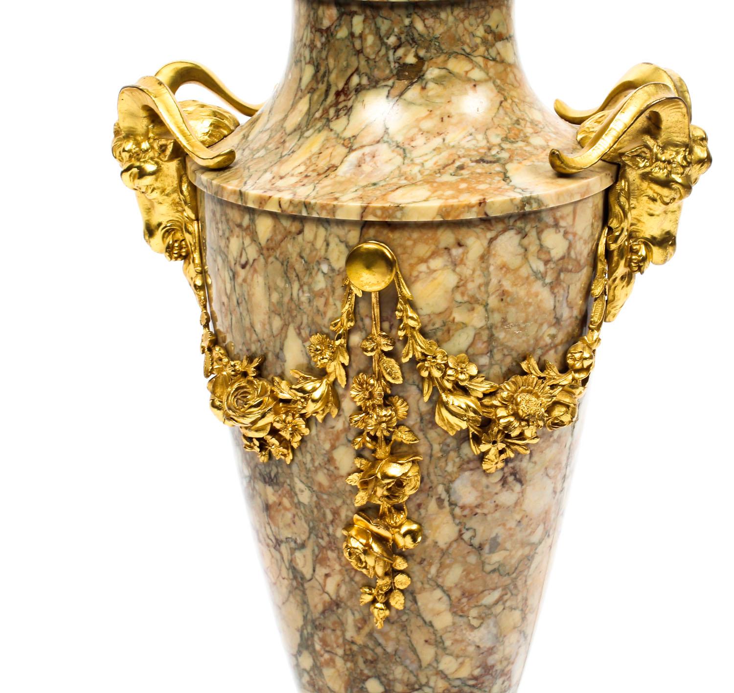Early 20th Century French Ormolu Mounted Marble Urn Table Lamp 6