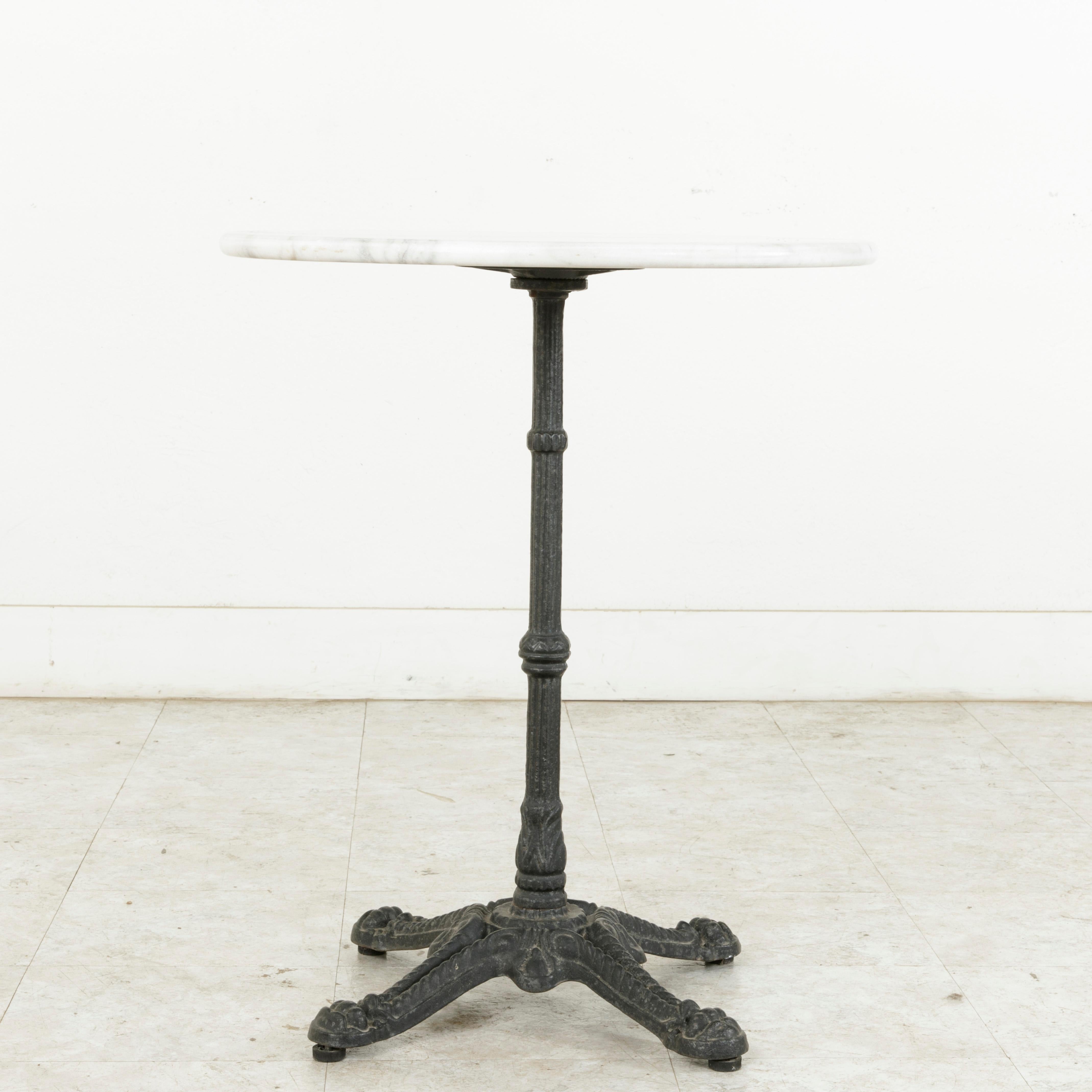 Early 20th Century French Outdoor Iron Bistro Table with White Marble Top 1