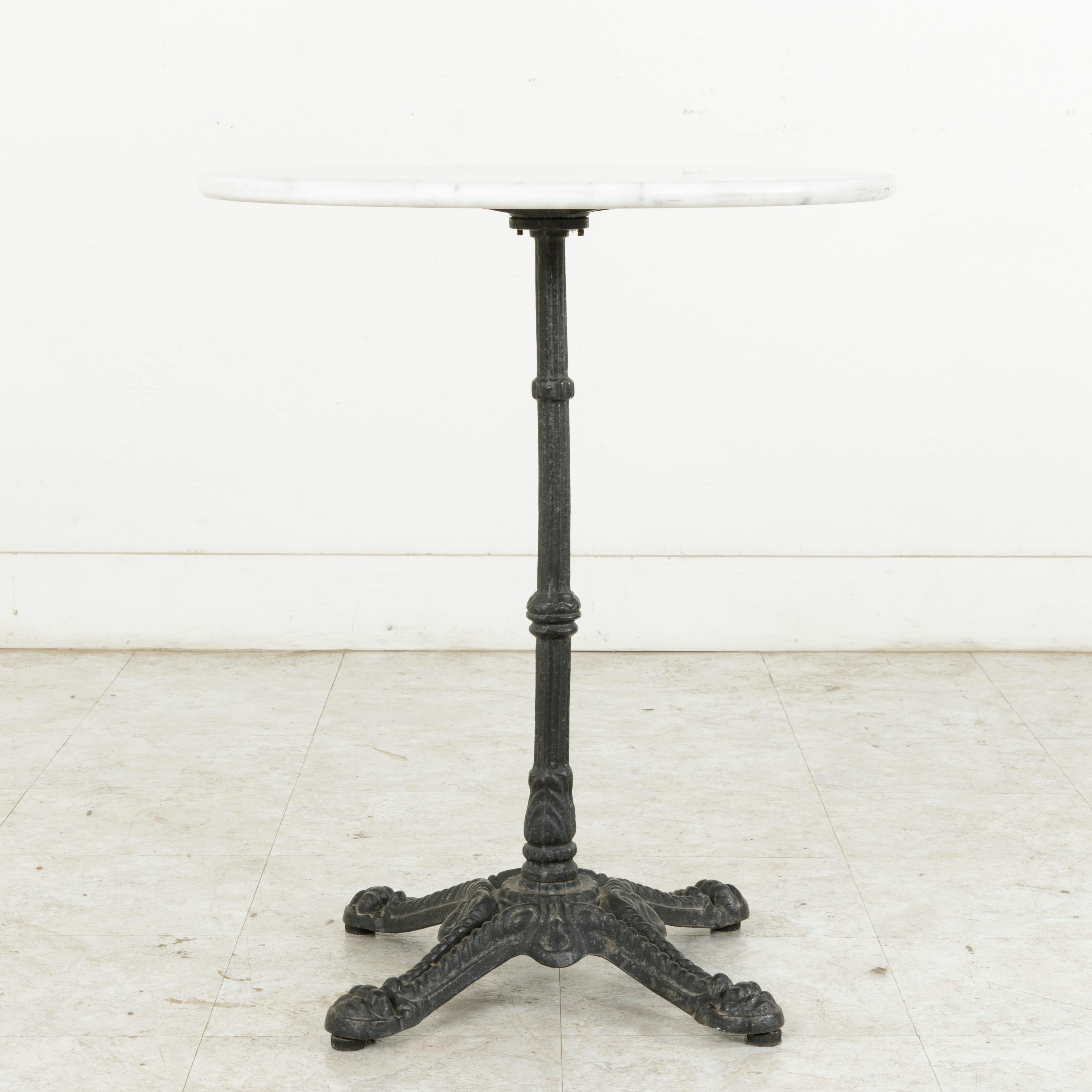 Early 20th Century French Outdoor Iron Bistro Table with White Marble Top 2