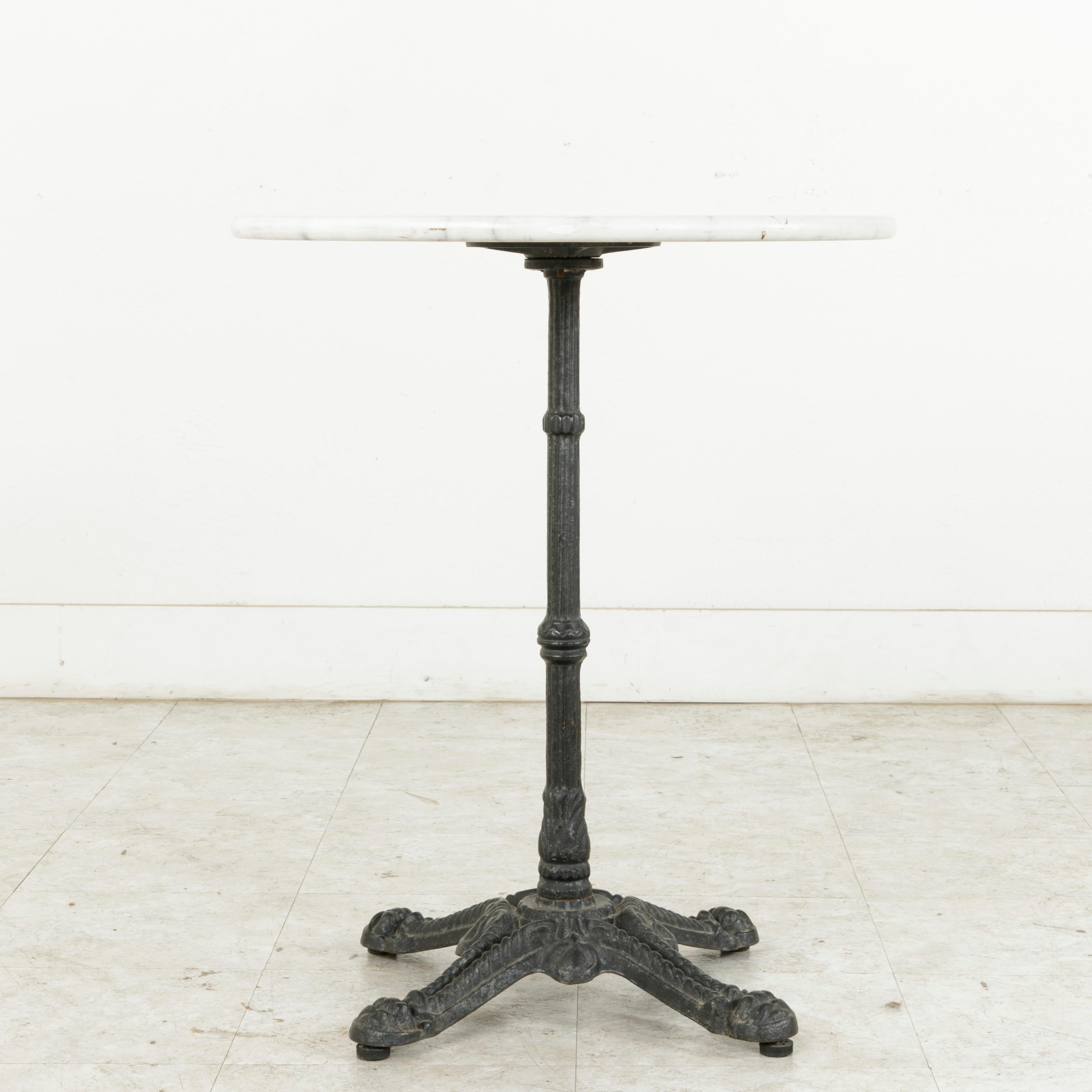 Early 20th Century French Outdoor Iron Bistro Table with White Marble Top 3