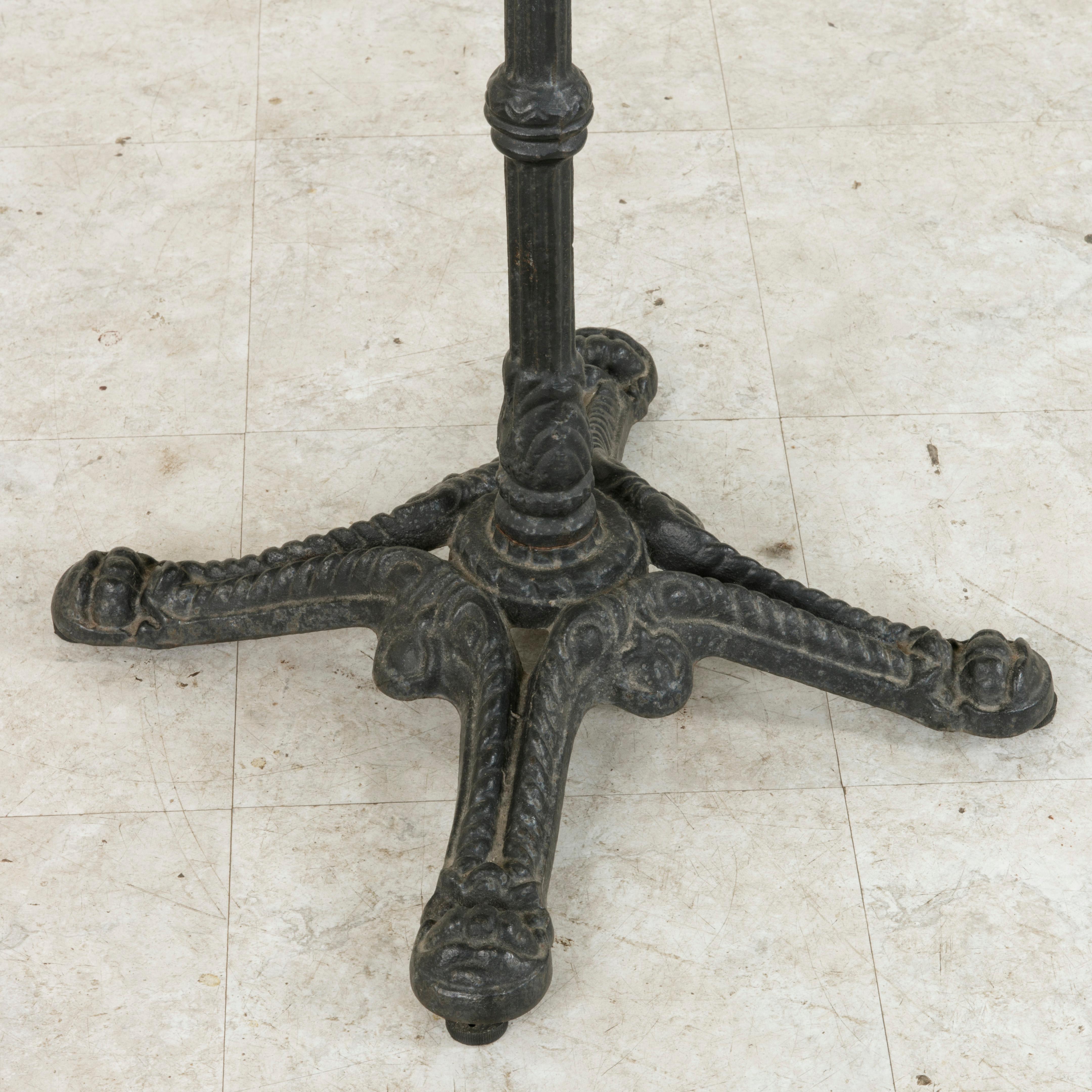 Early 20th Century French Outdoor Iron Bistro Table with White Marble Top 6