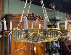 Early 20th Century French Painted Wood Louis XV Style Eight-Light Chandelier