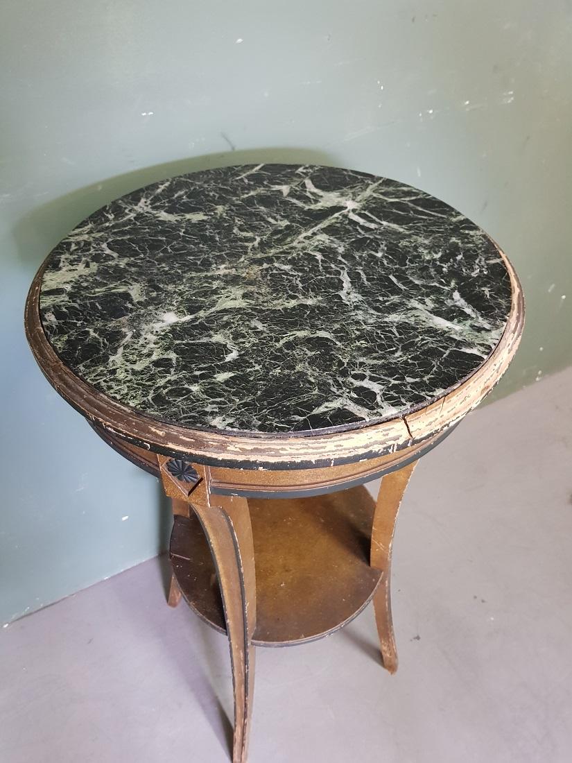 Early 20th Century French Painted Directoire Style Gueridon with Marble Top For Sale 1