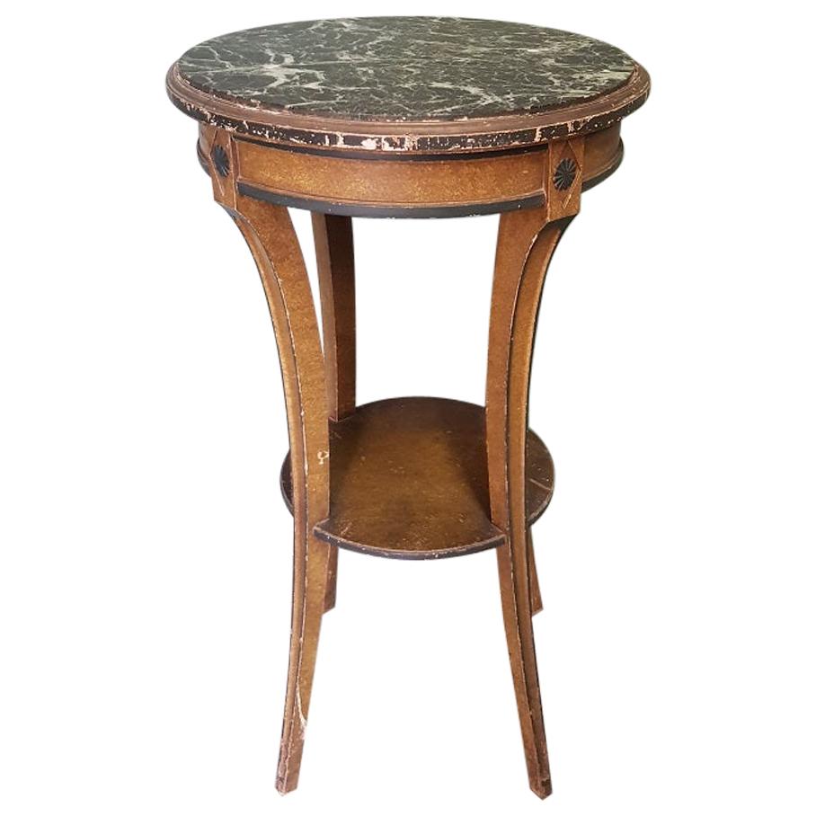 Early 20th Century French Painted Directoire Style Gueridon with Marble Top For Sale