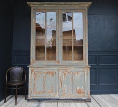 Early 20th Century French Painted Display Cabinet or Bookcase