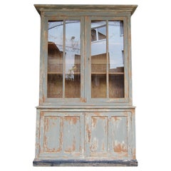 Antique Early 20th Century French Painted Display Cabinet or Bookcase