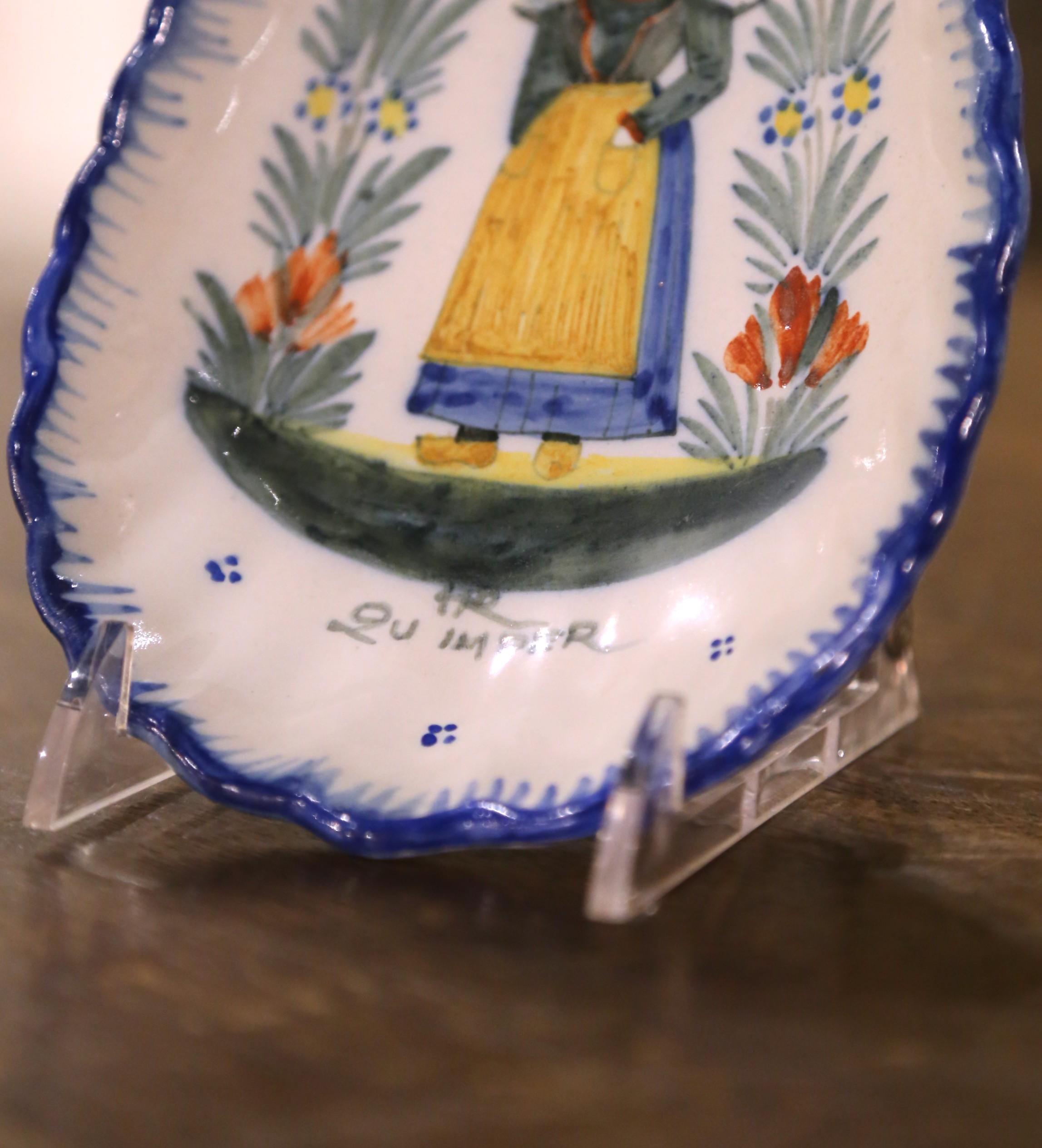 Juego de 4 Platos de loza pintada Henriot Quimper, franceses de principios del siglo XX en venta 1